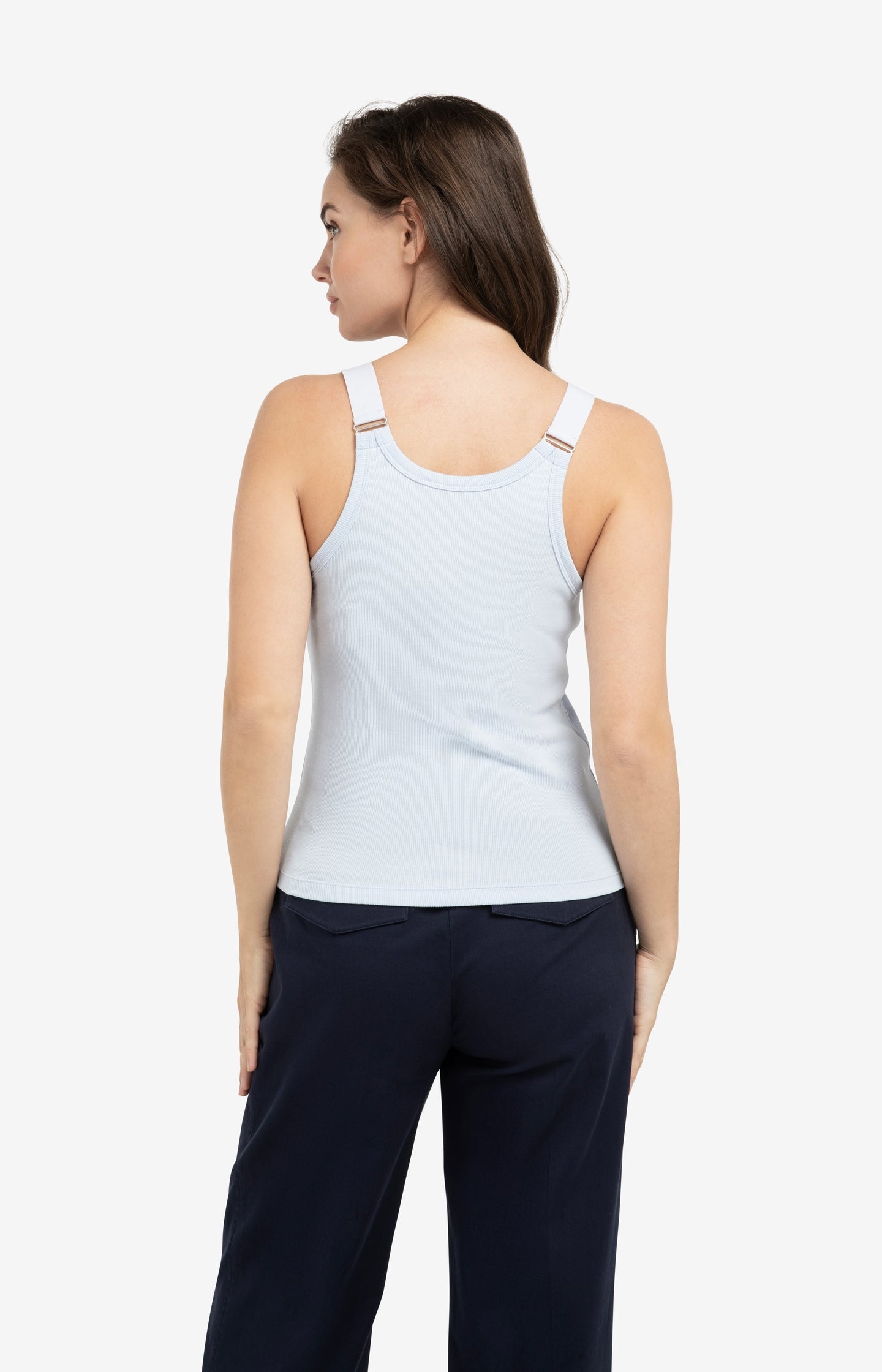 Ribbed singlet with ring details on the shoulder straps