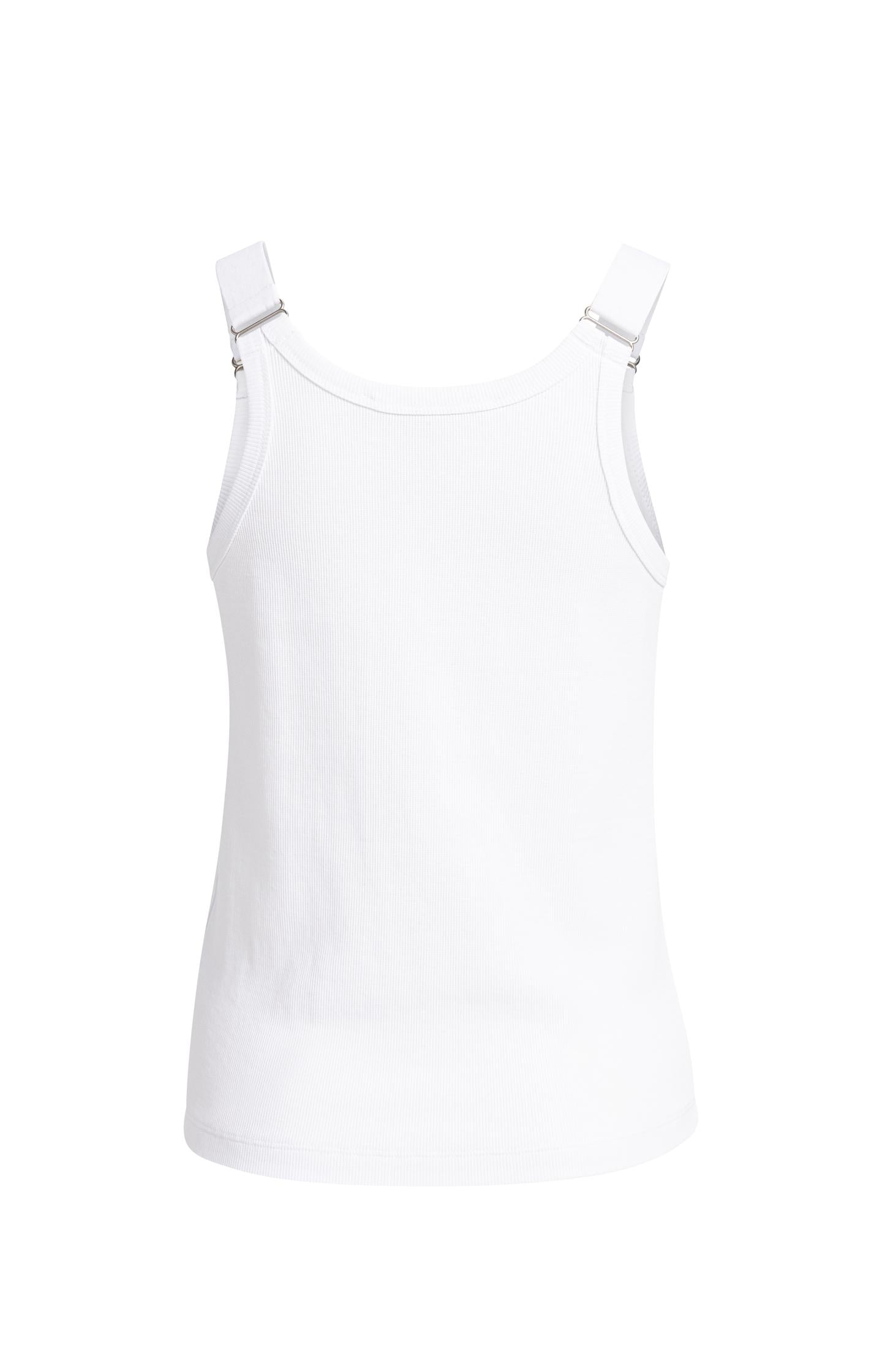Ribbed singlet with ring details on the shoulder straps