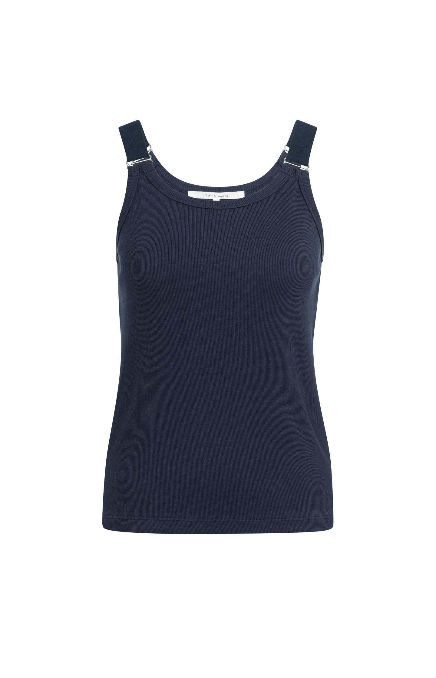 Ribbed singlet with ring details on the shoulder straps - Type: product