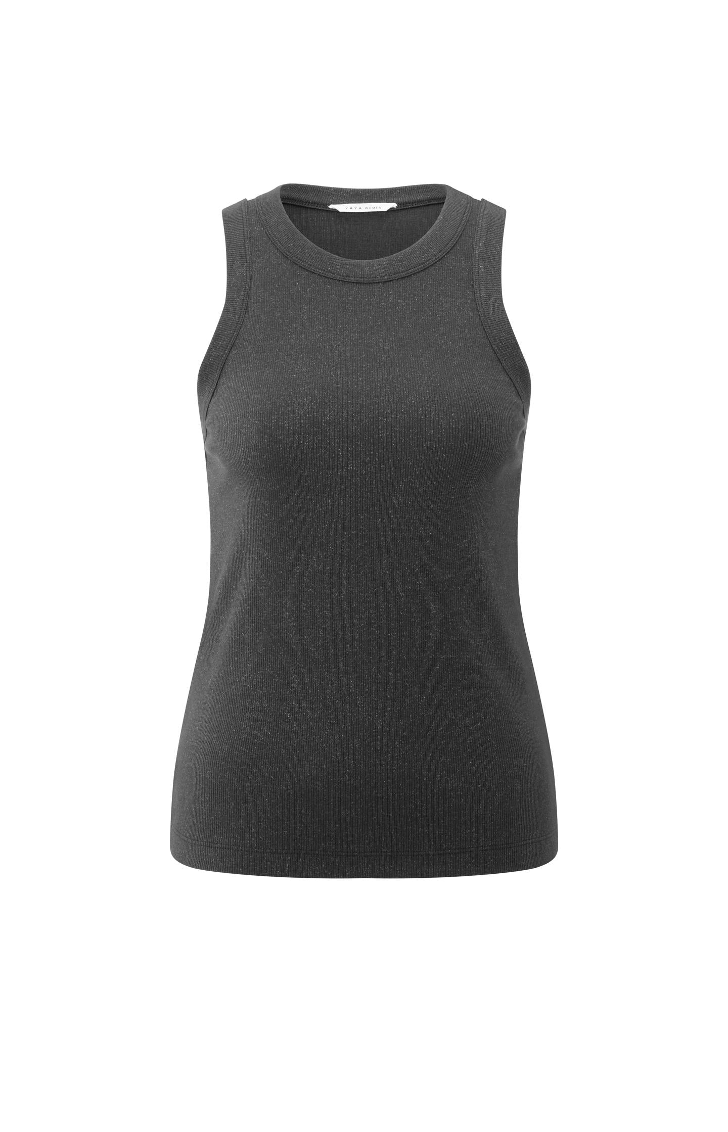 Ribbed singlet with round neck and subtle shimmer - Type: product