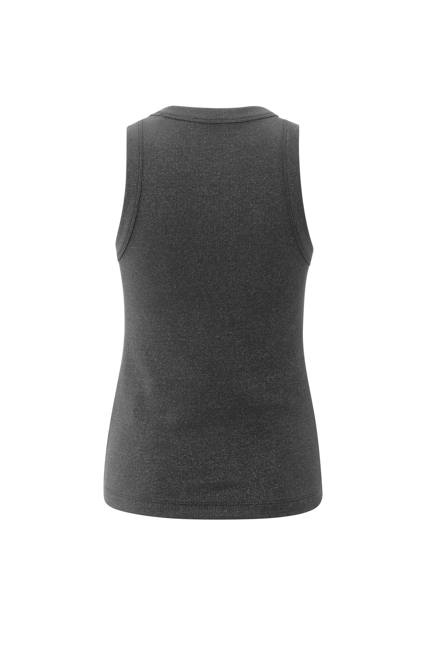 Ribbed singlet with round neck and subtle shimmer
