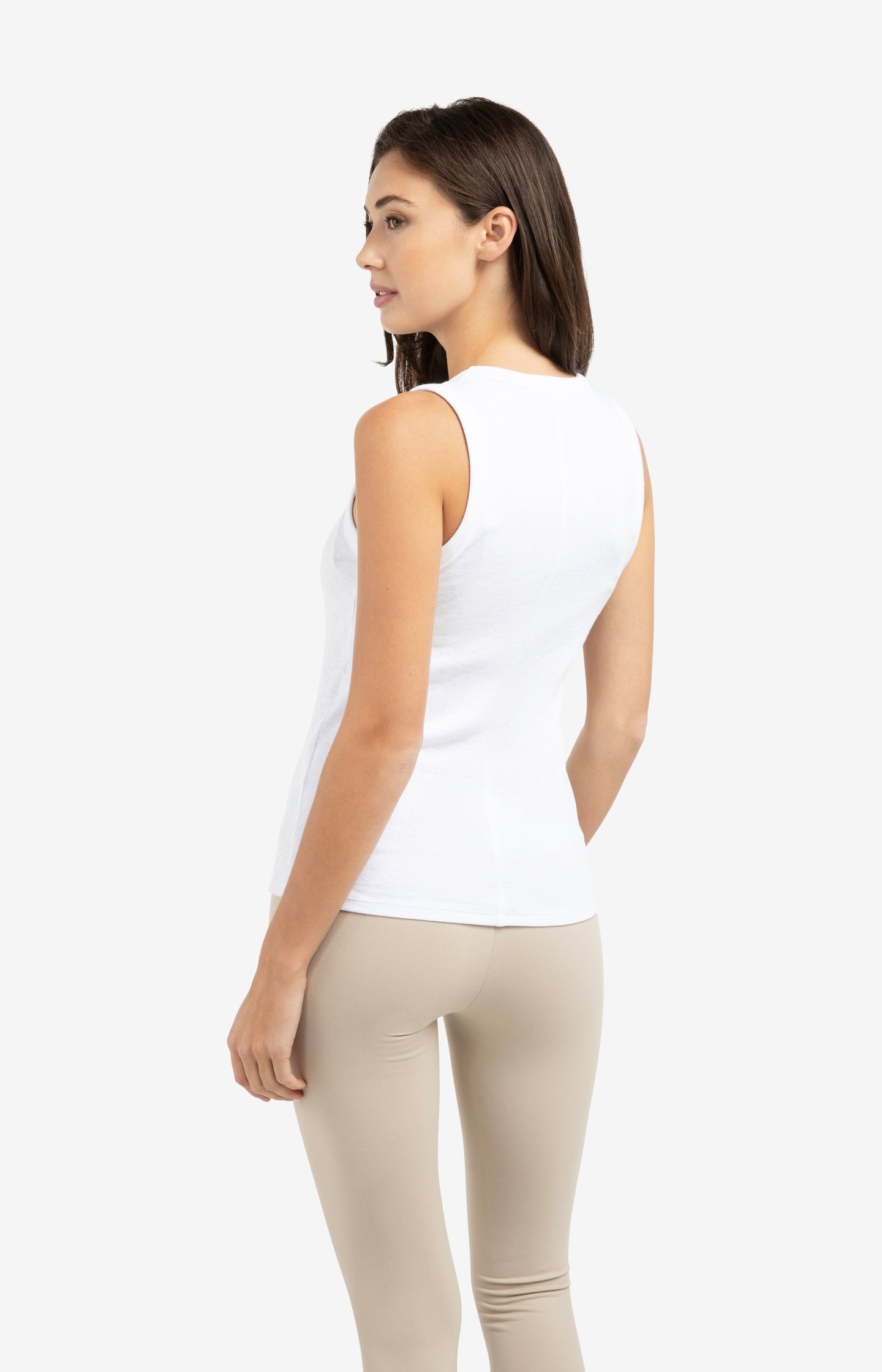 Ribbed singlet with round neckline