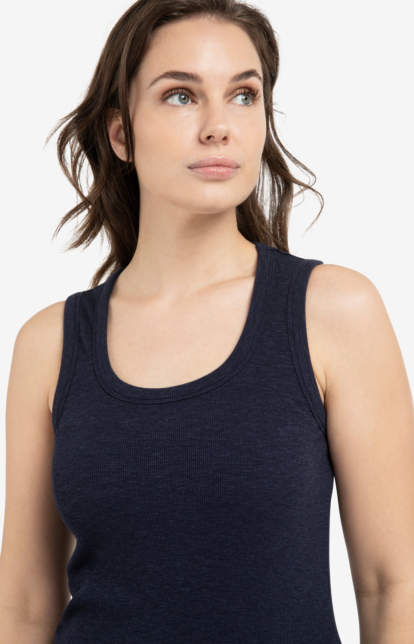 Ribbed singlet with round neckline
