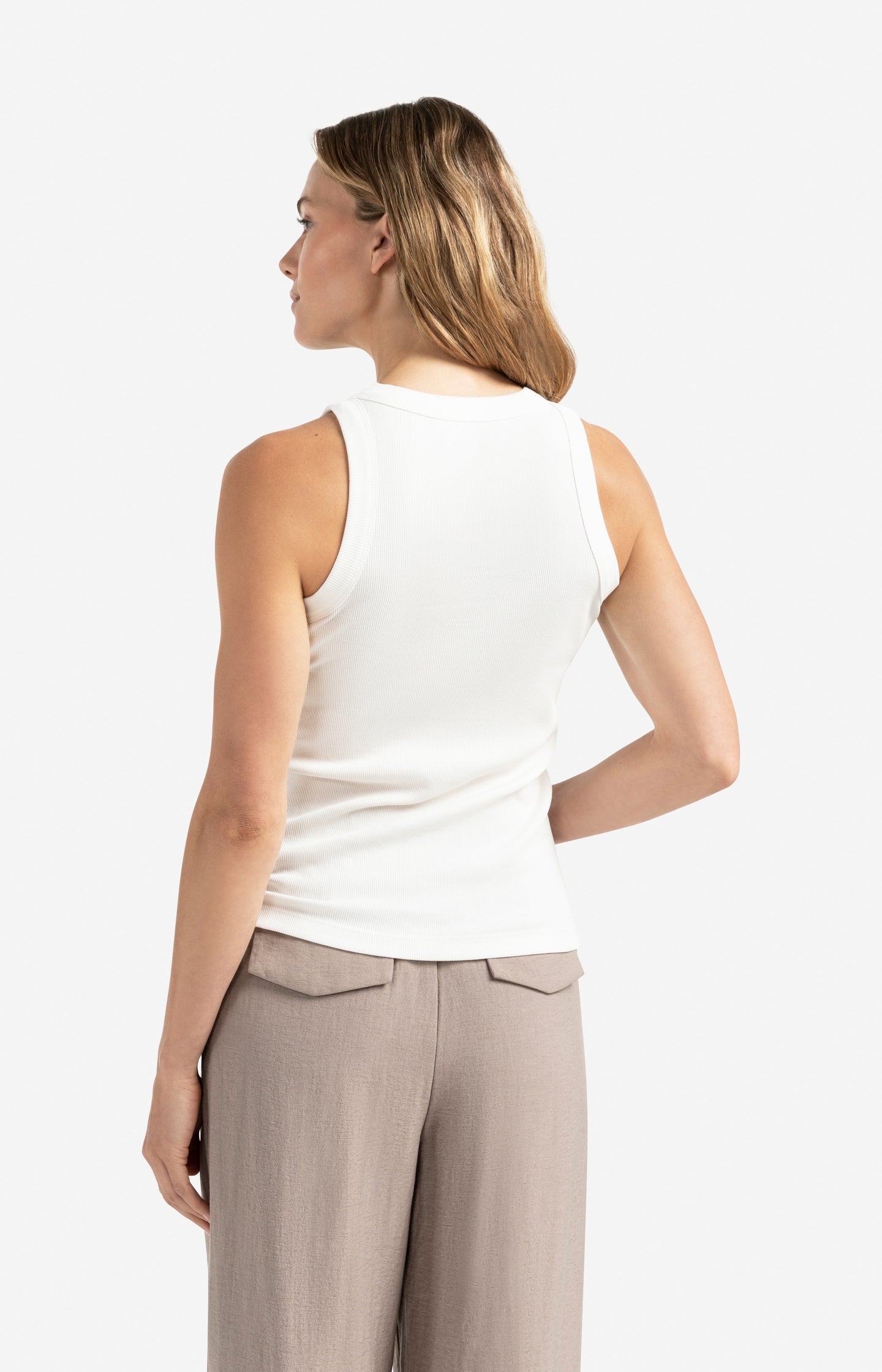 Ribbed singlet with round neckline