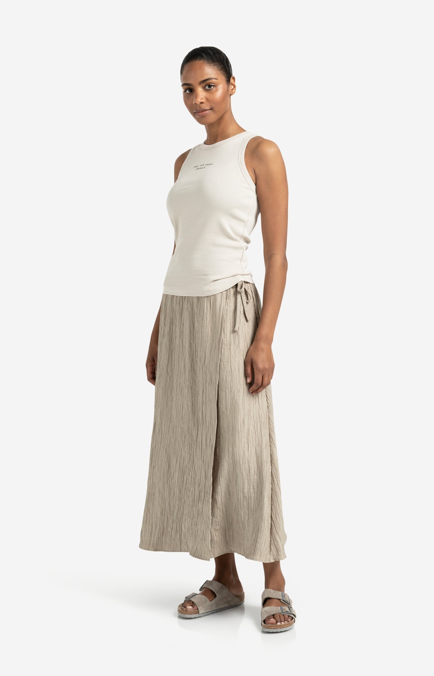 Ribbed singlet with subtle frontprint