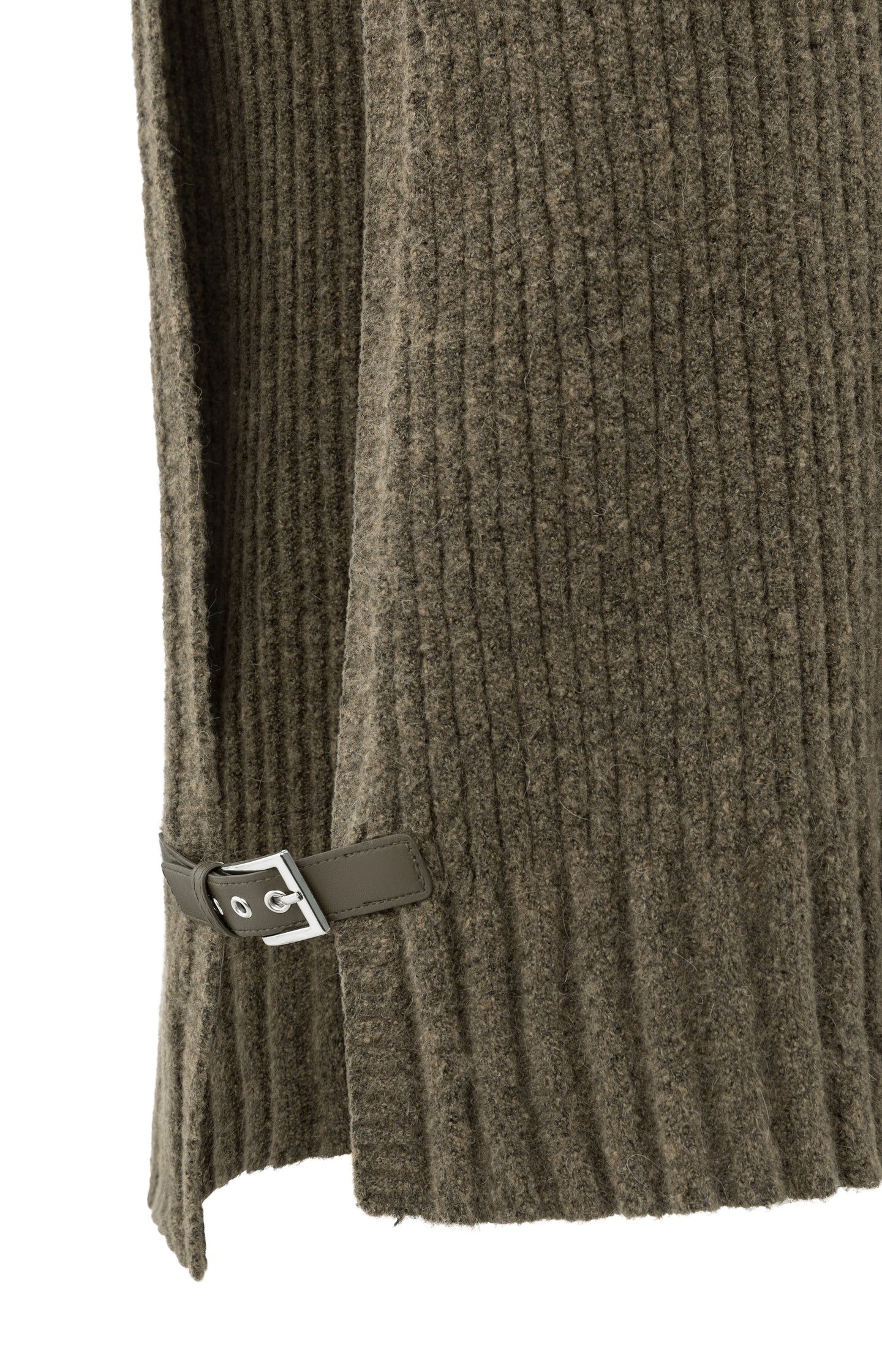 Ribbed sleeveless sweater with side buckles