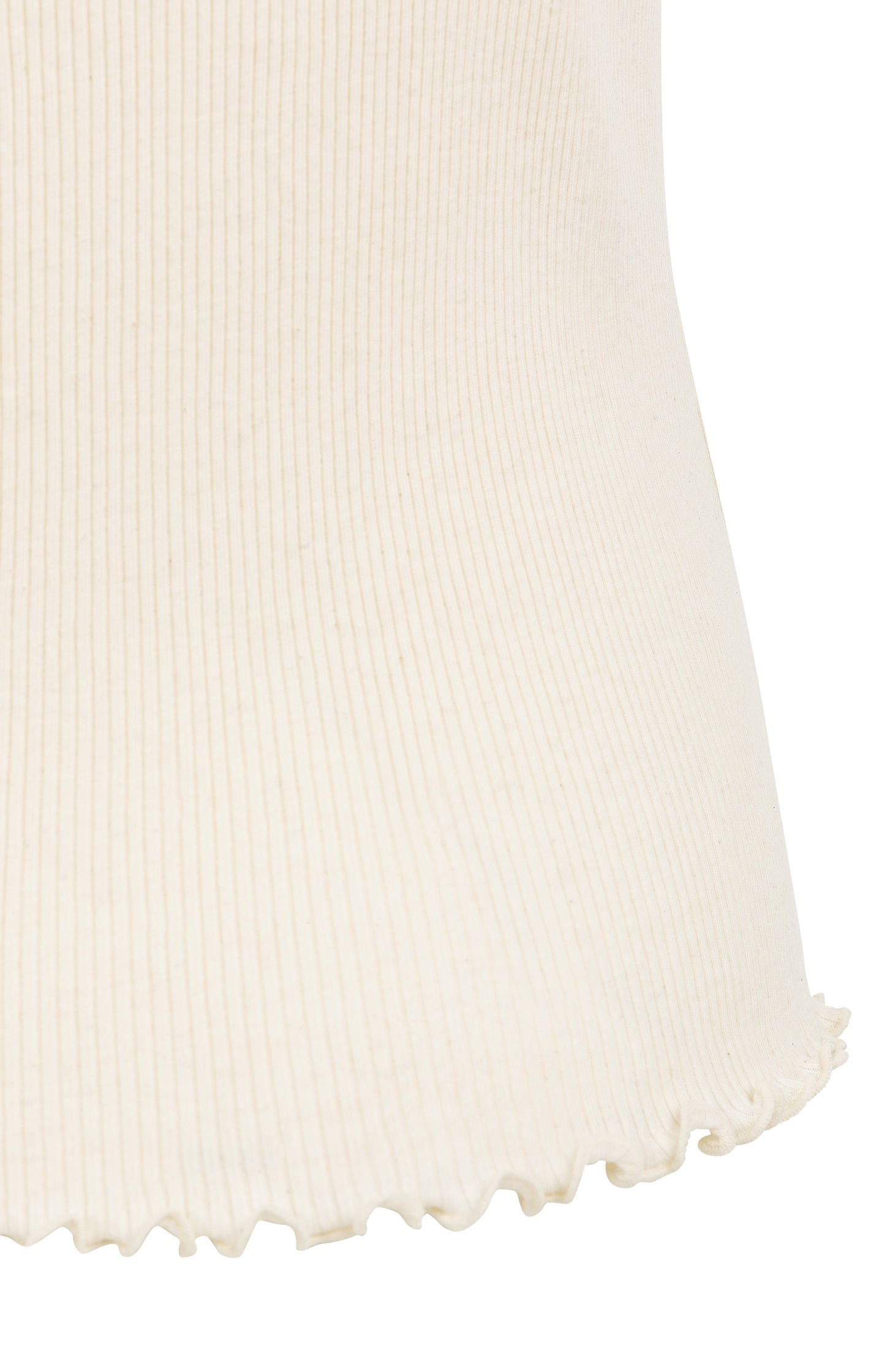 Ribbed sleeveless top with ruffled edges
