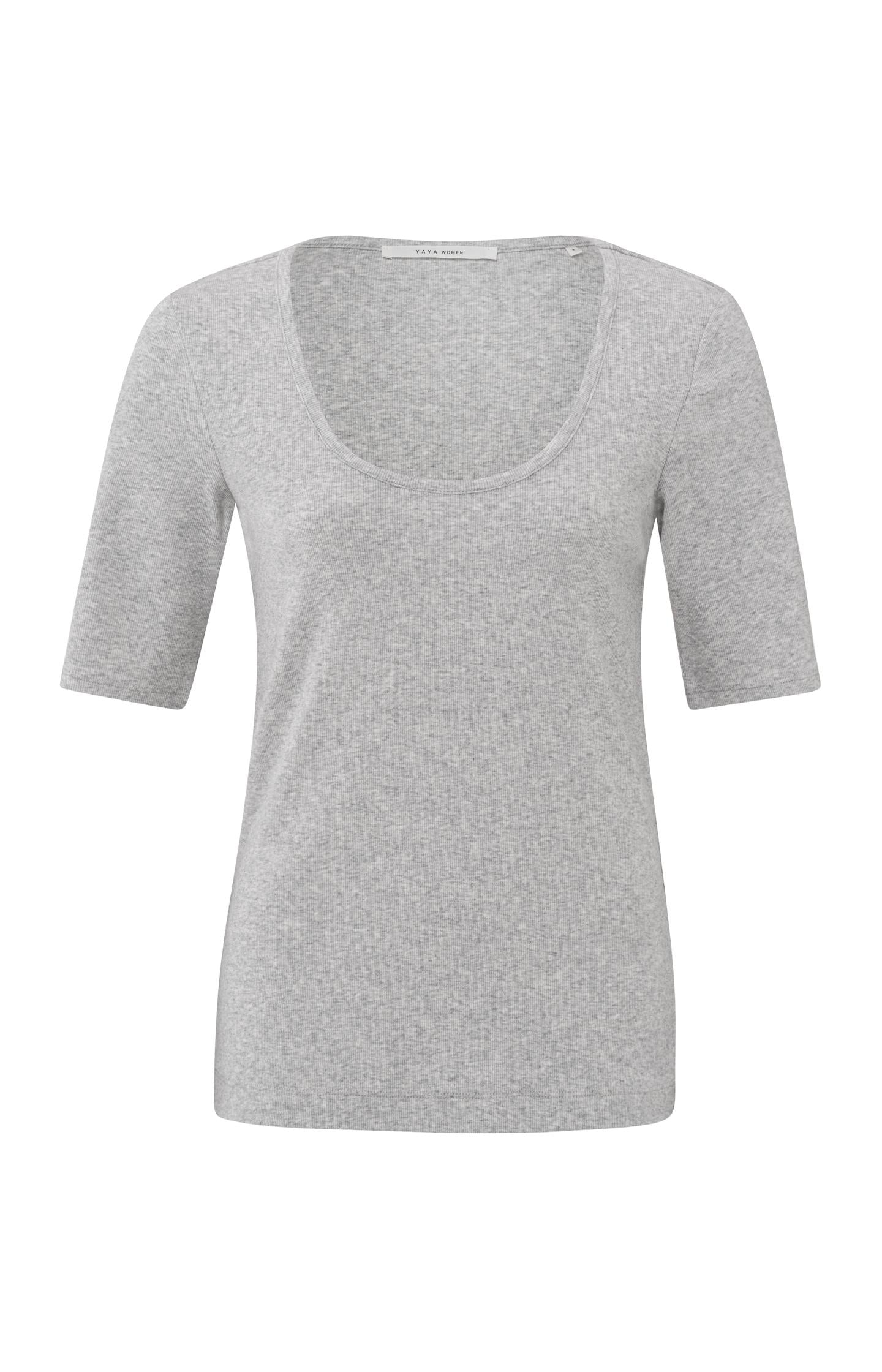 Ribbed T-shirt with round neck and half-length sleeves - Type: product