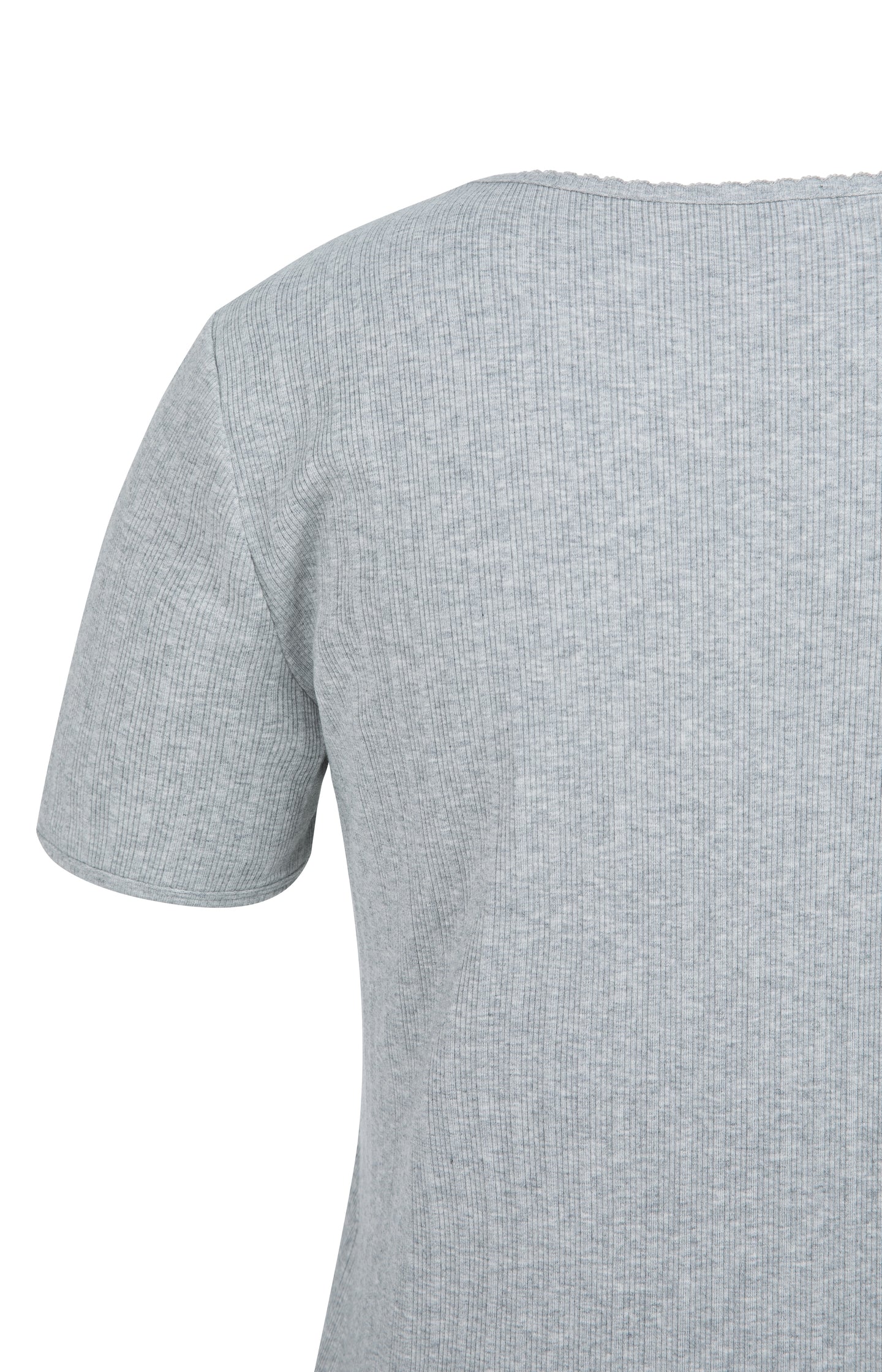 Ribbed T-shirt with subtle neckline detail