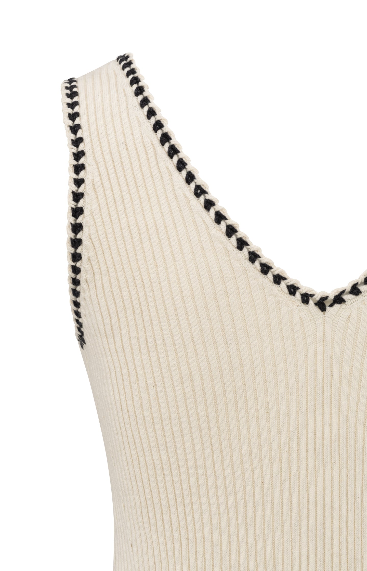 Ribbed tank top with stitch detail and fitted fit