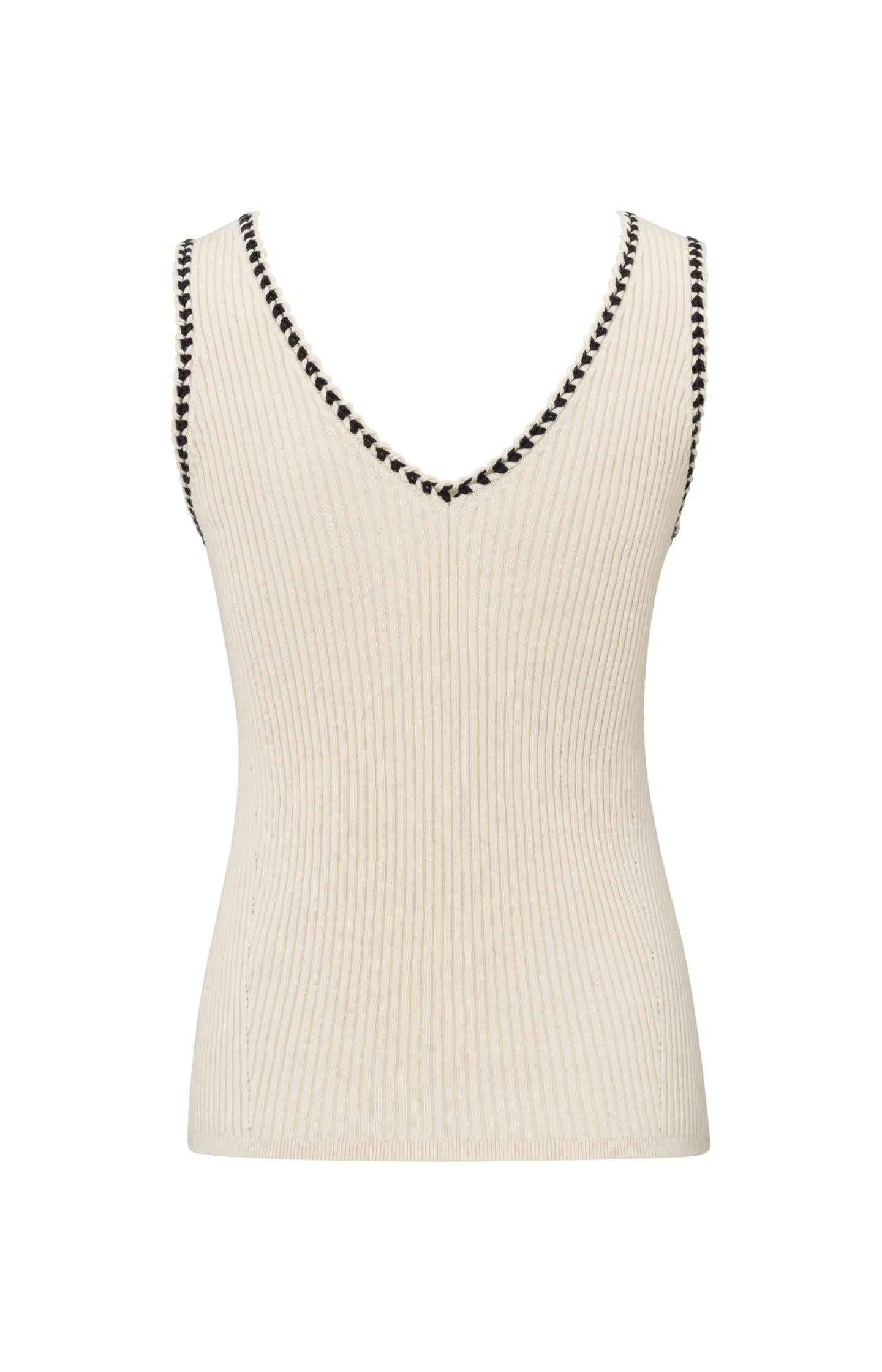 Ribbed tank top with stitch detail and fitted fit