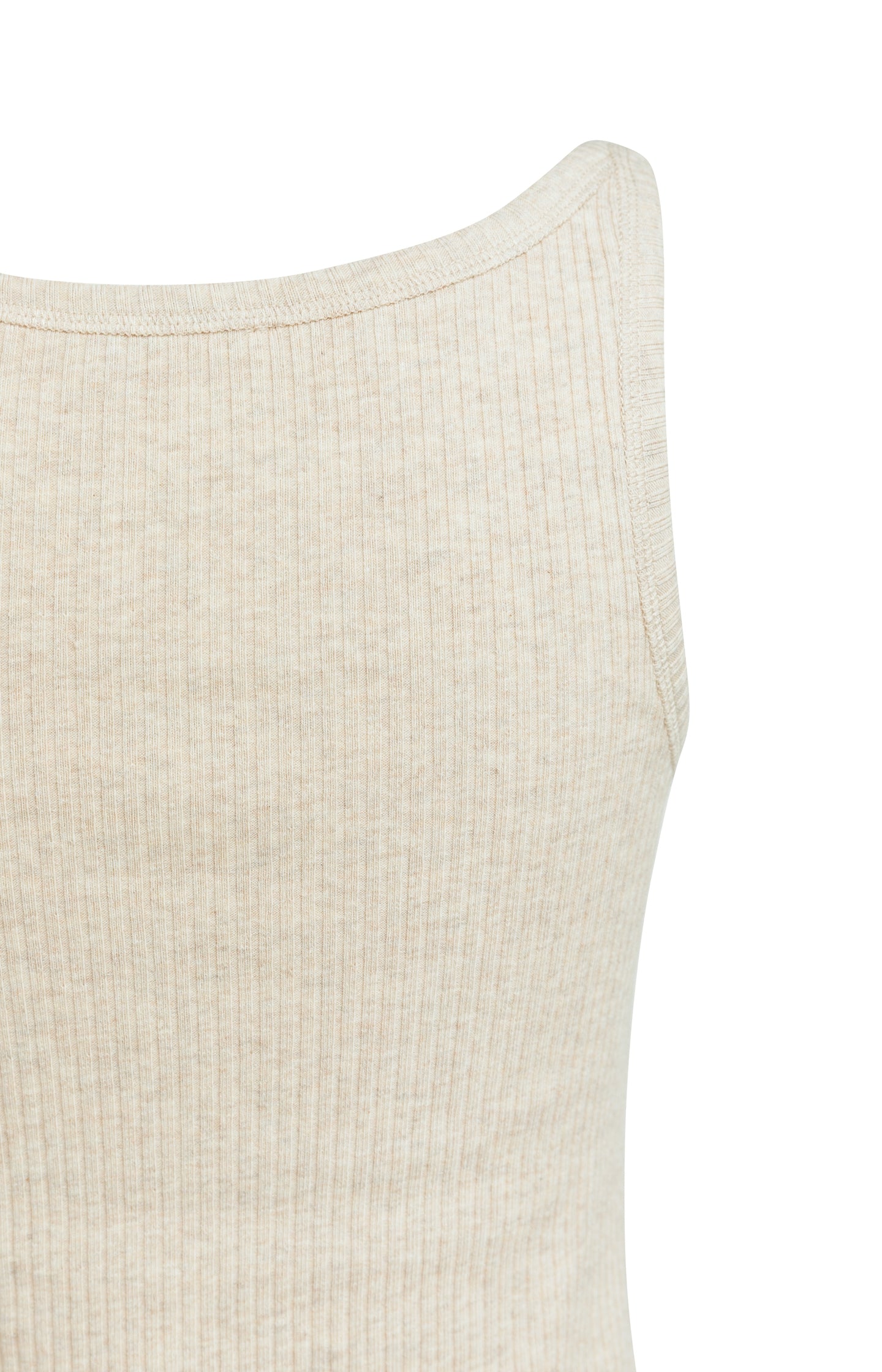 Ribbed tank top with wide round neck