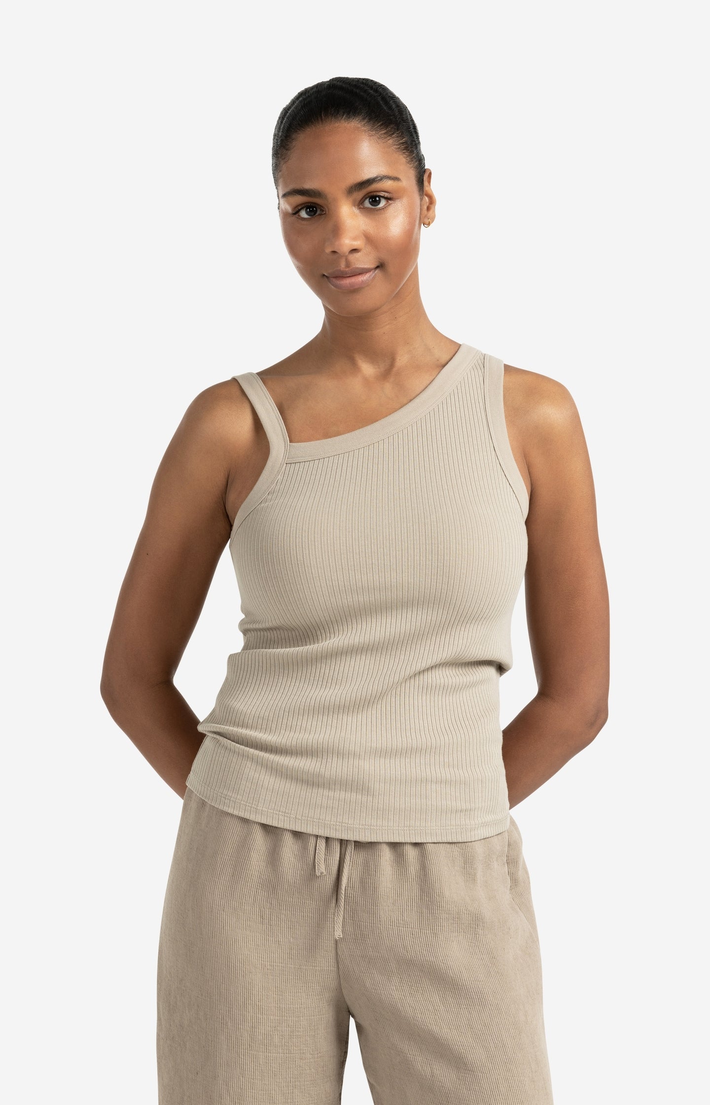 Ribbed top with asymmetric neckline - Type: lookbook