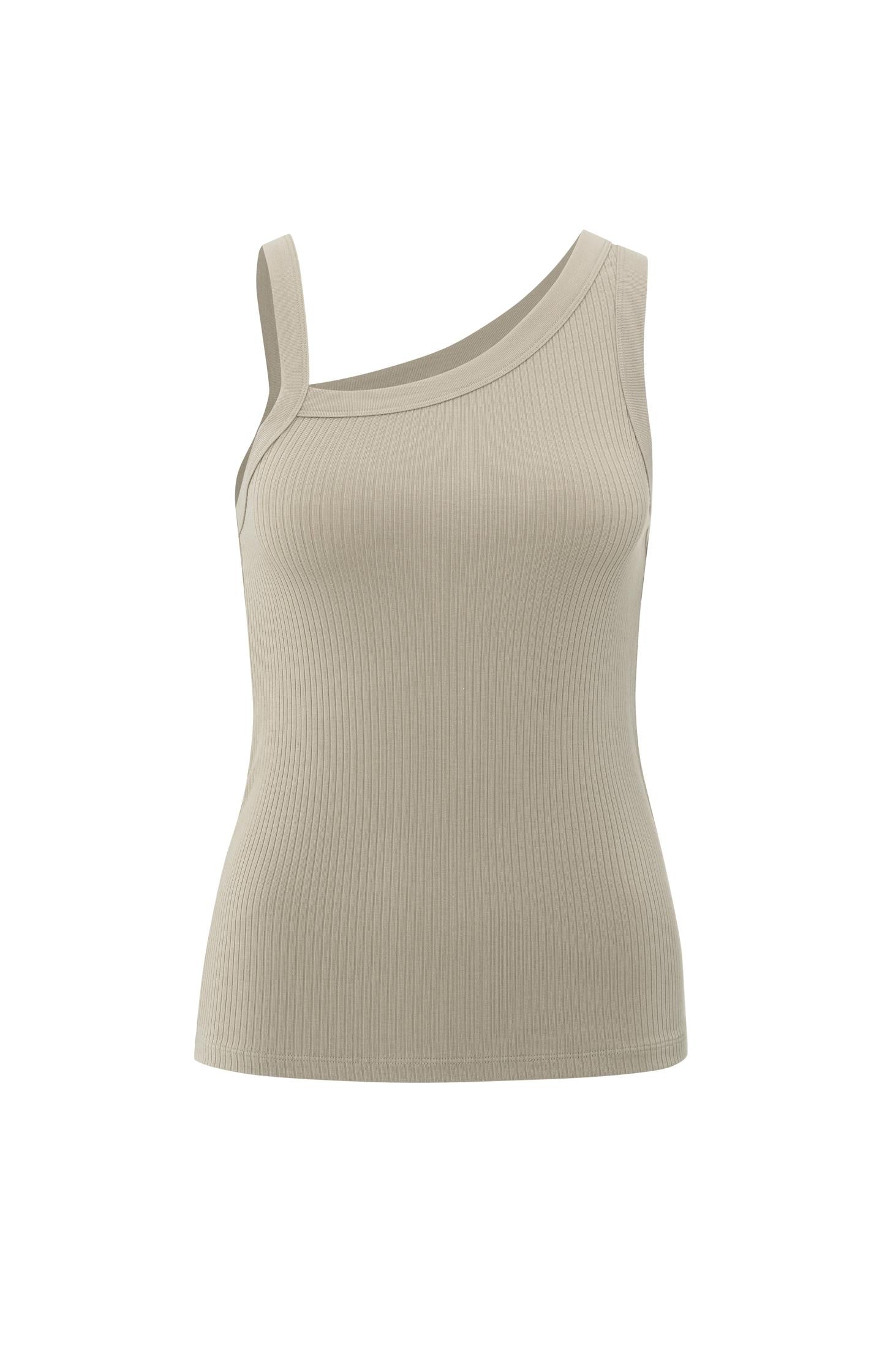 Ribbed top with asymmetric neckline - Type: product