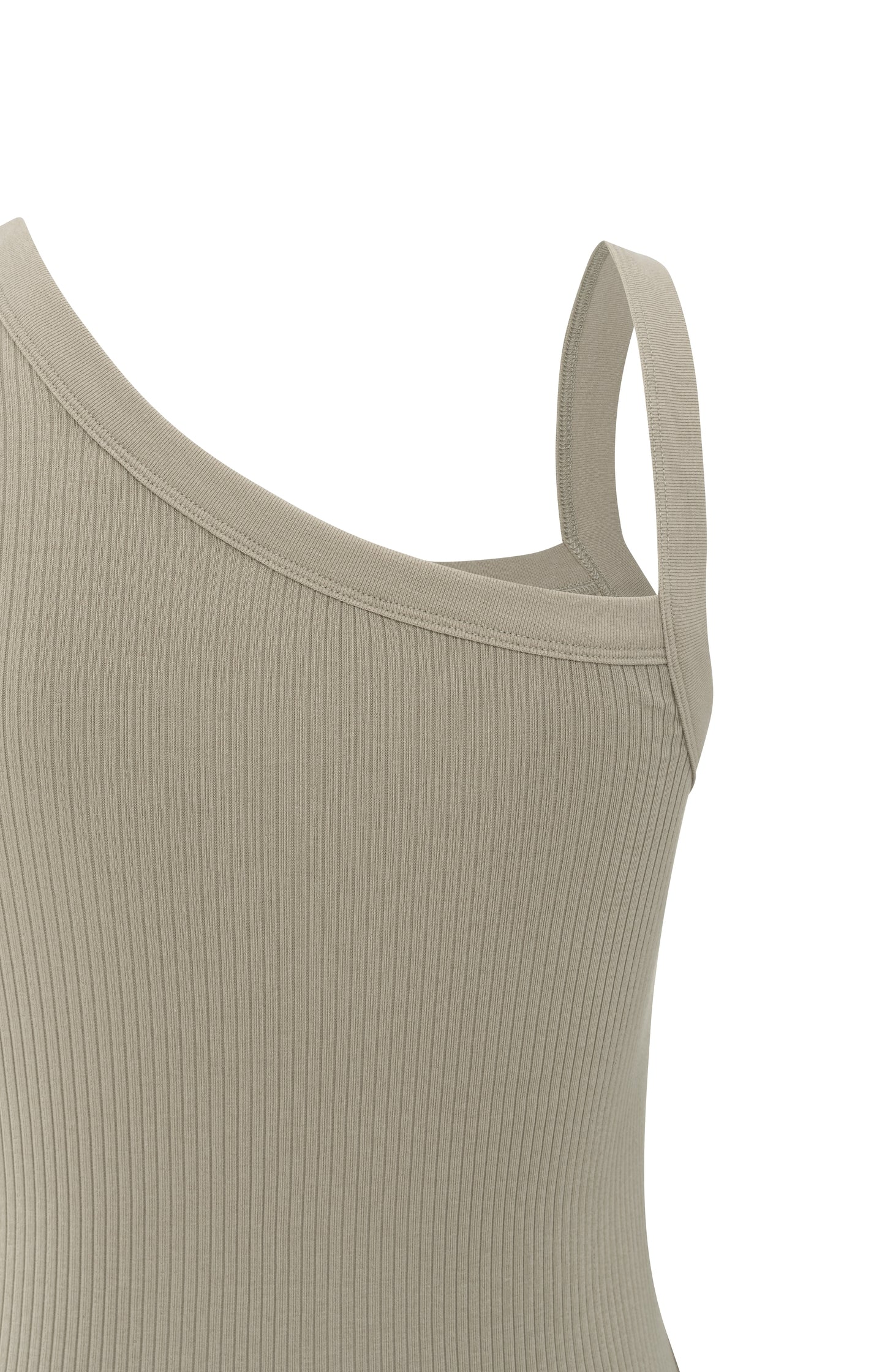 Ribbed top with asymmetric neckline