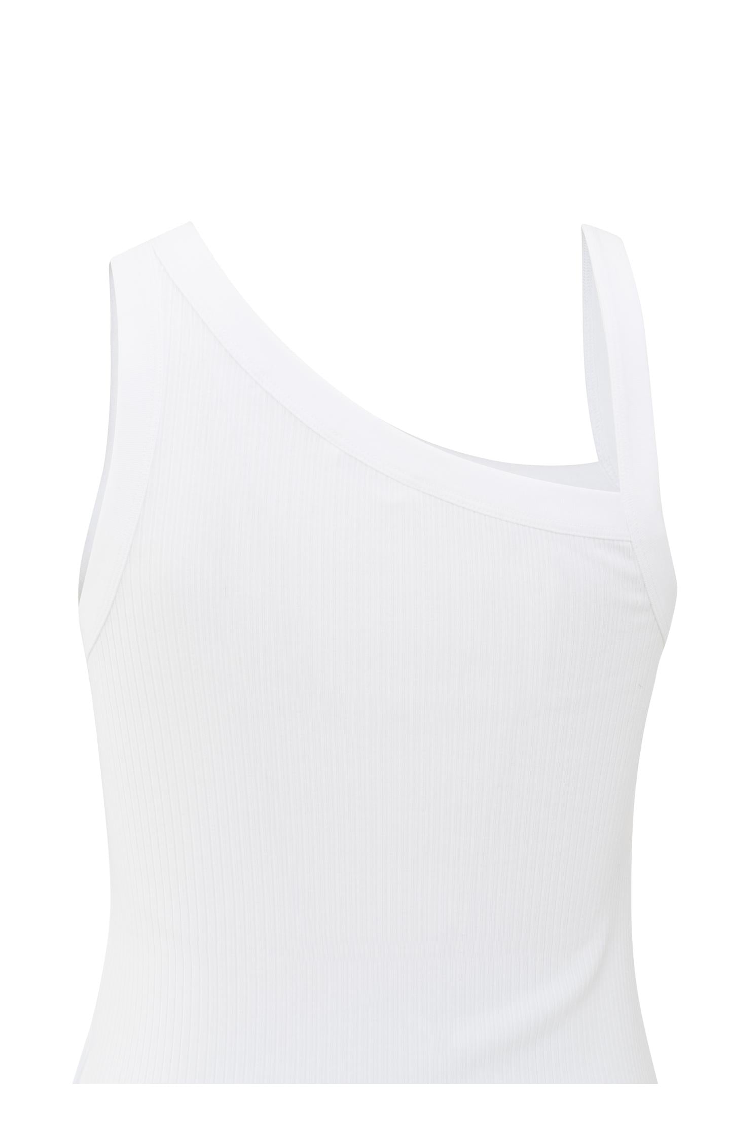 Ribbed top with asymmetric neckline