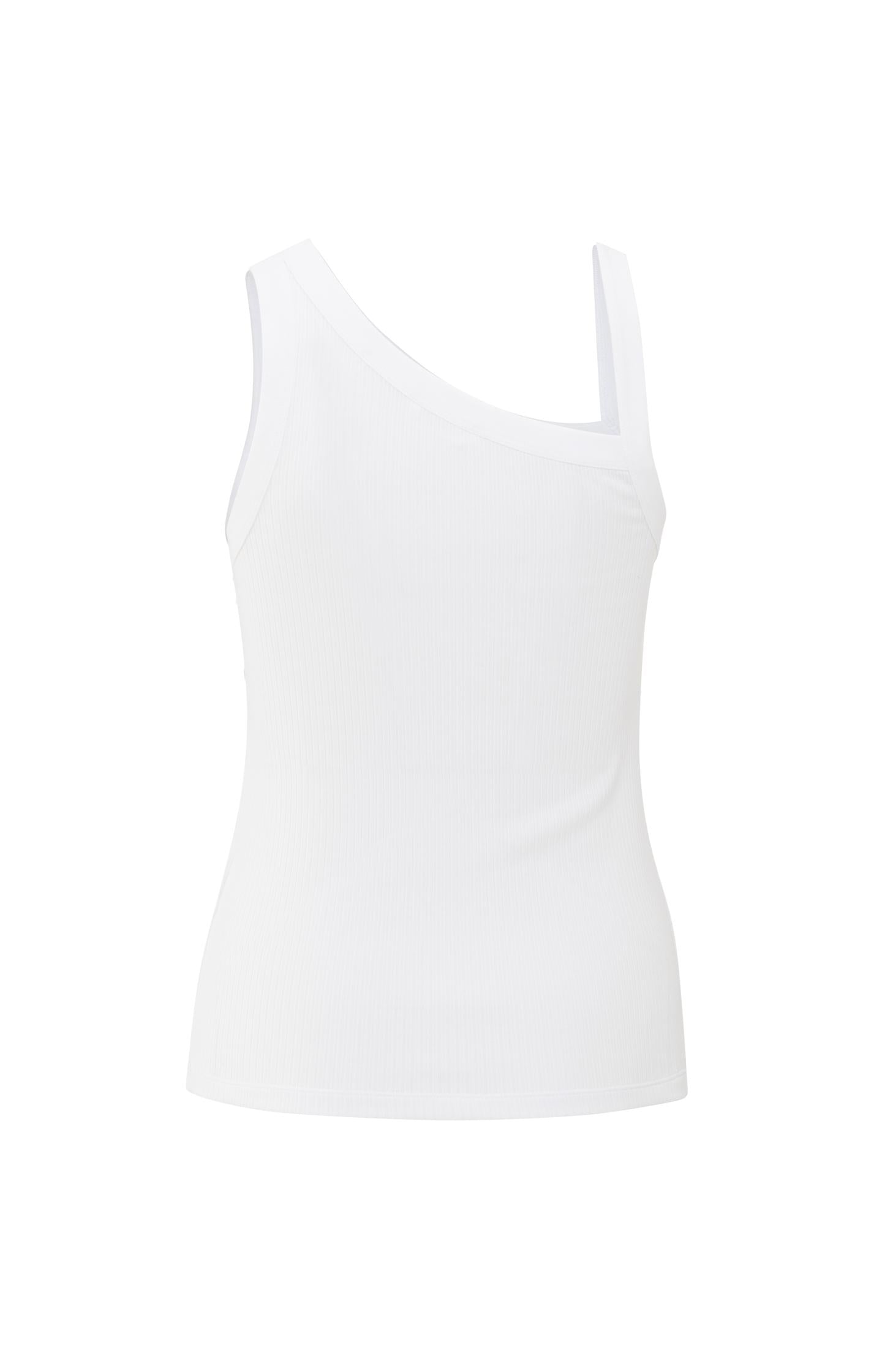 Ribbed top with asymmetric neckline