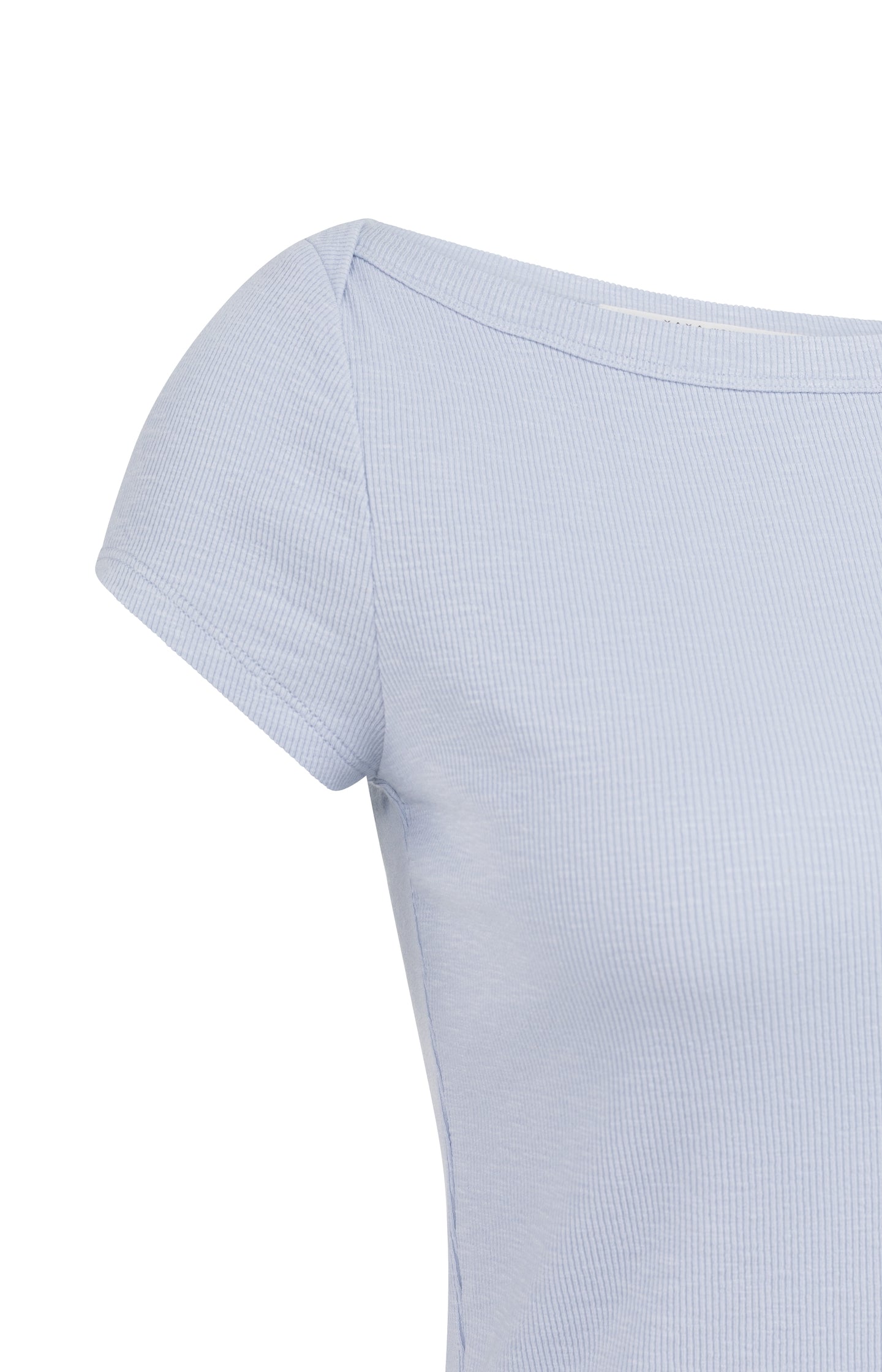 Ribbed top with boatneck and short sleeves