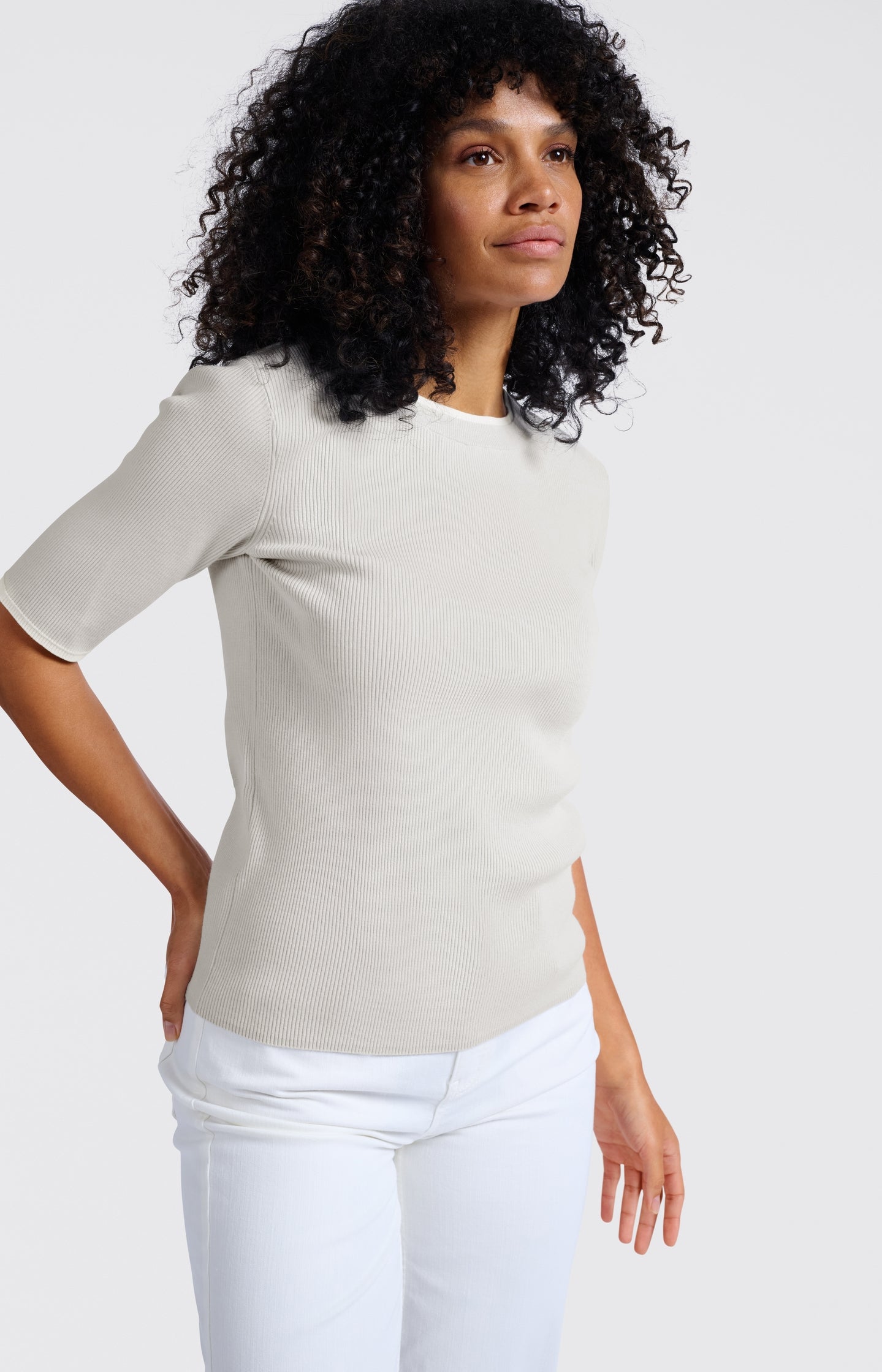 Ribbed top with half sleeves - Type: lookbook