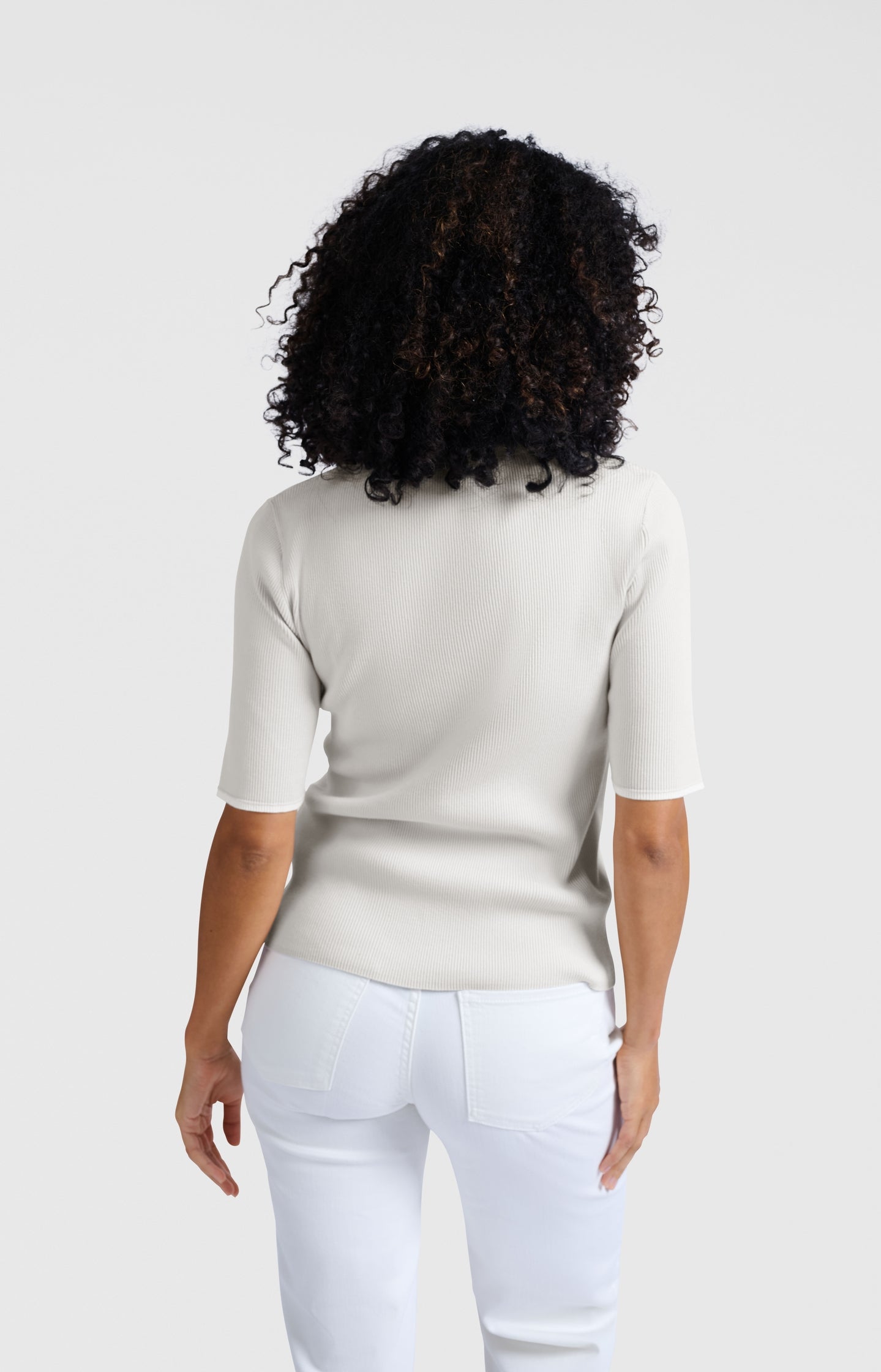 Ribbed top with half sleeves