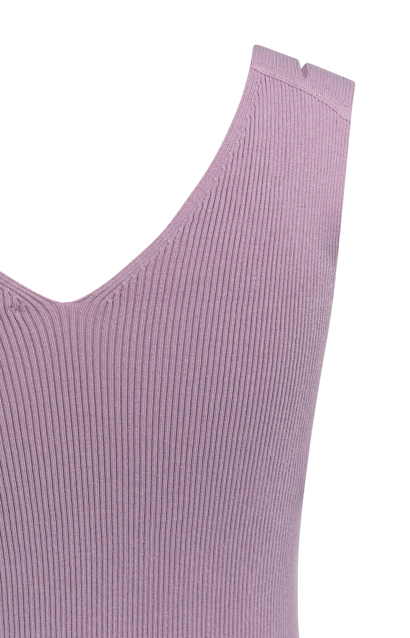 Ribbed top with V-neck and shoulder details