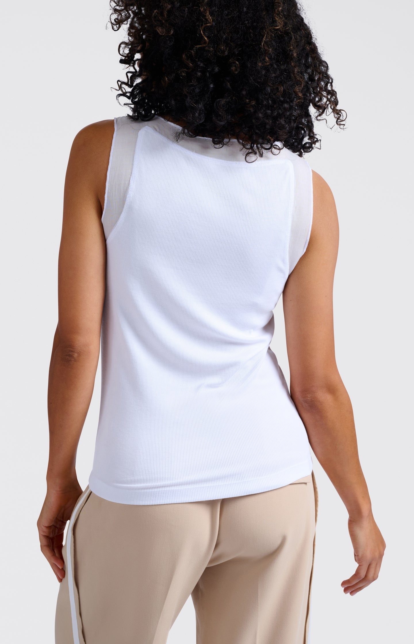 Ribbed top with woven mesh details - Type: lookbook
