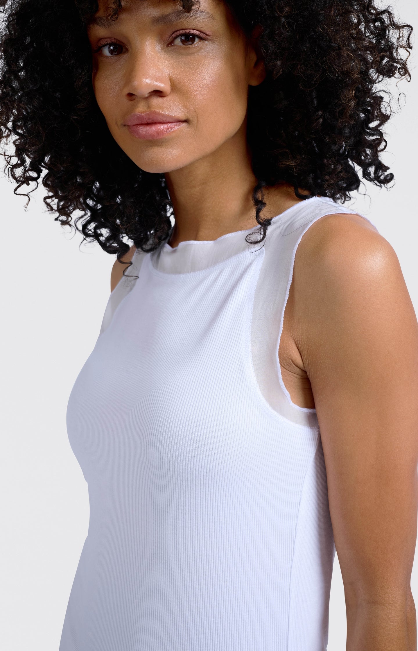 Ribbed top with woven mesh details