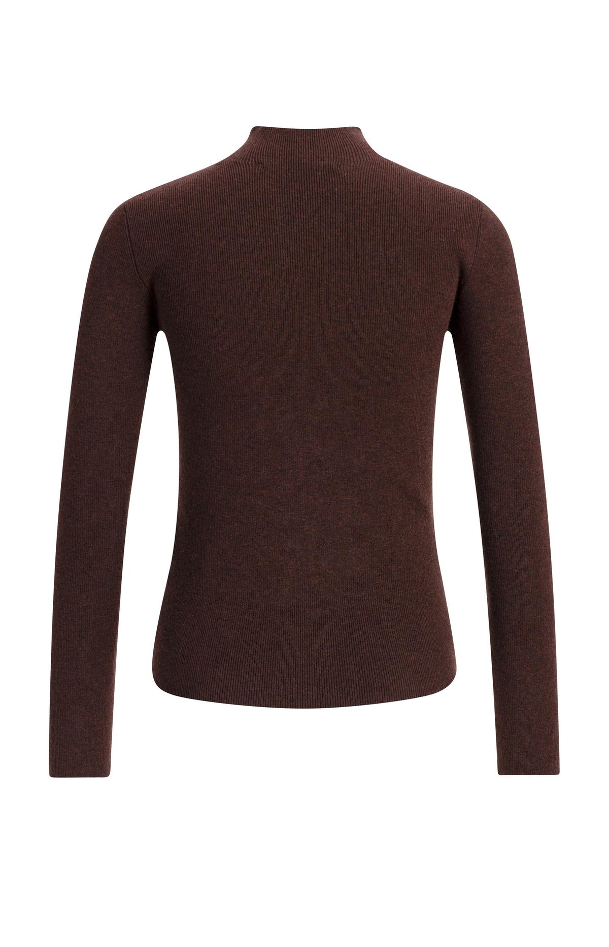 Ribbed turtleneck sweater with button detail - Bitter Chocolate Red