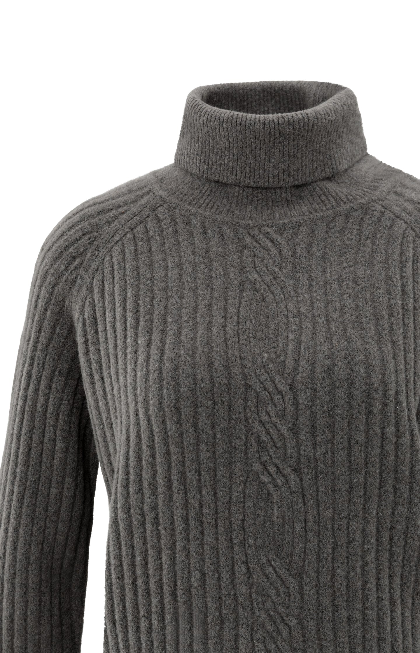 Ribbed turtleneck sweater with cable detail and long sleeves