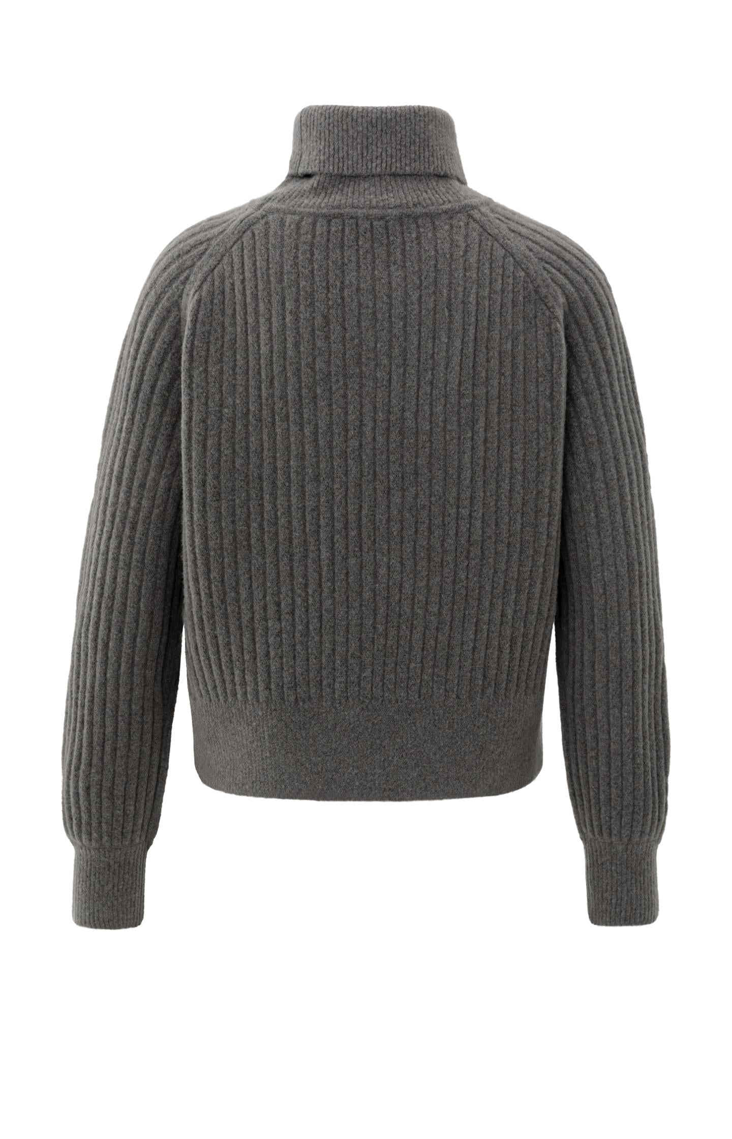 Ribbed turtleneck sweater with cable detail and long sleeves