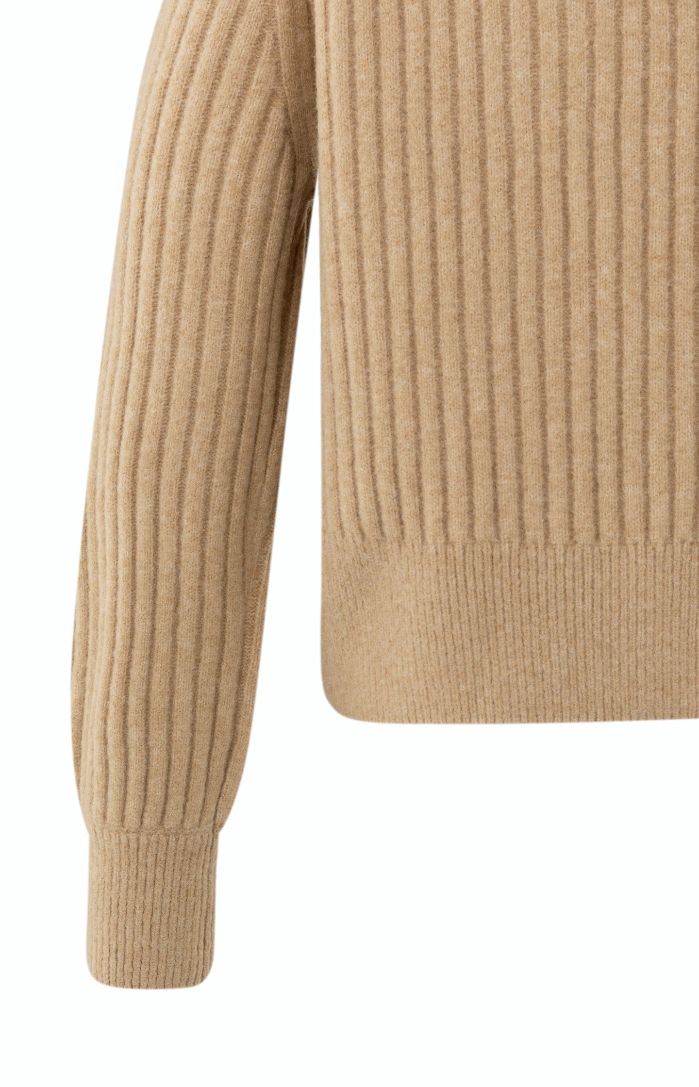 Ribbed turtleneck sweater with cable detail and long sleeves