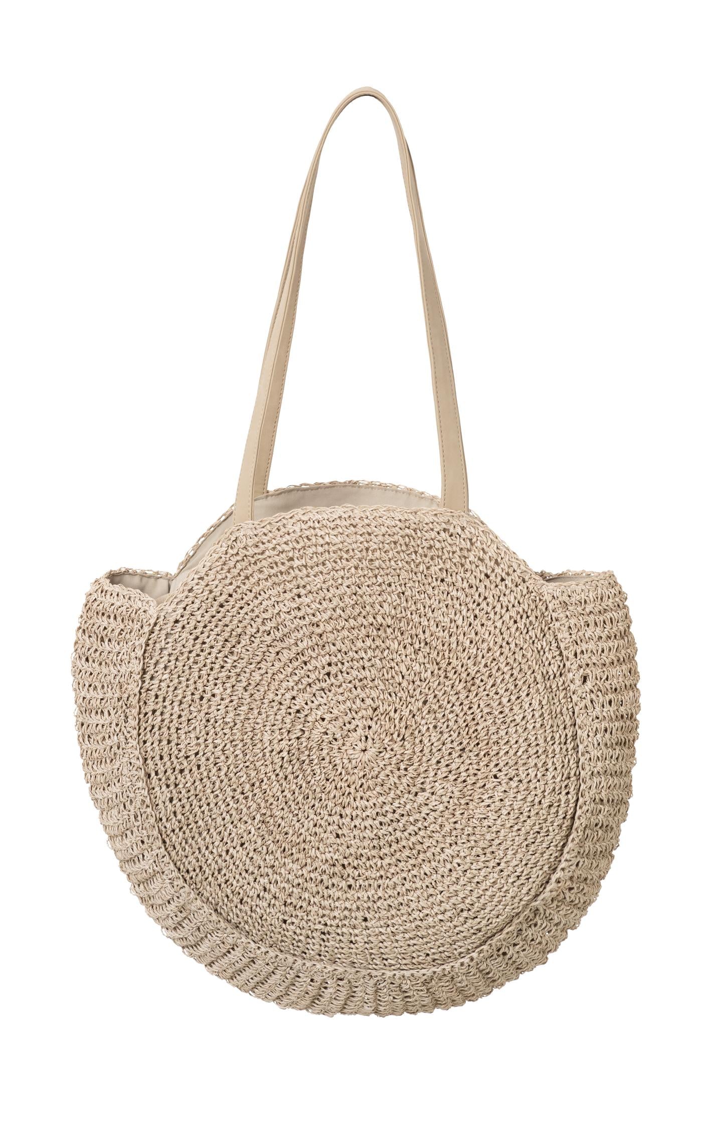 Straw Handbag Woven Circle Bag Round Woven Tote Bag With Long