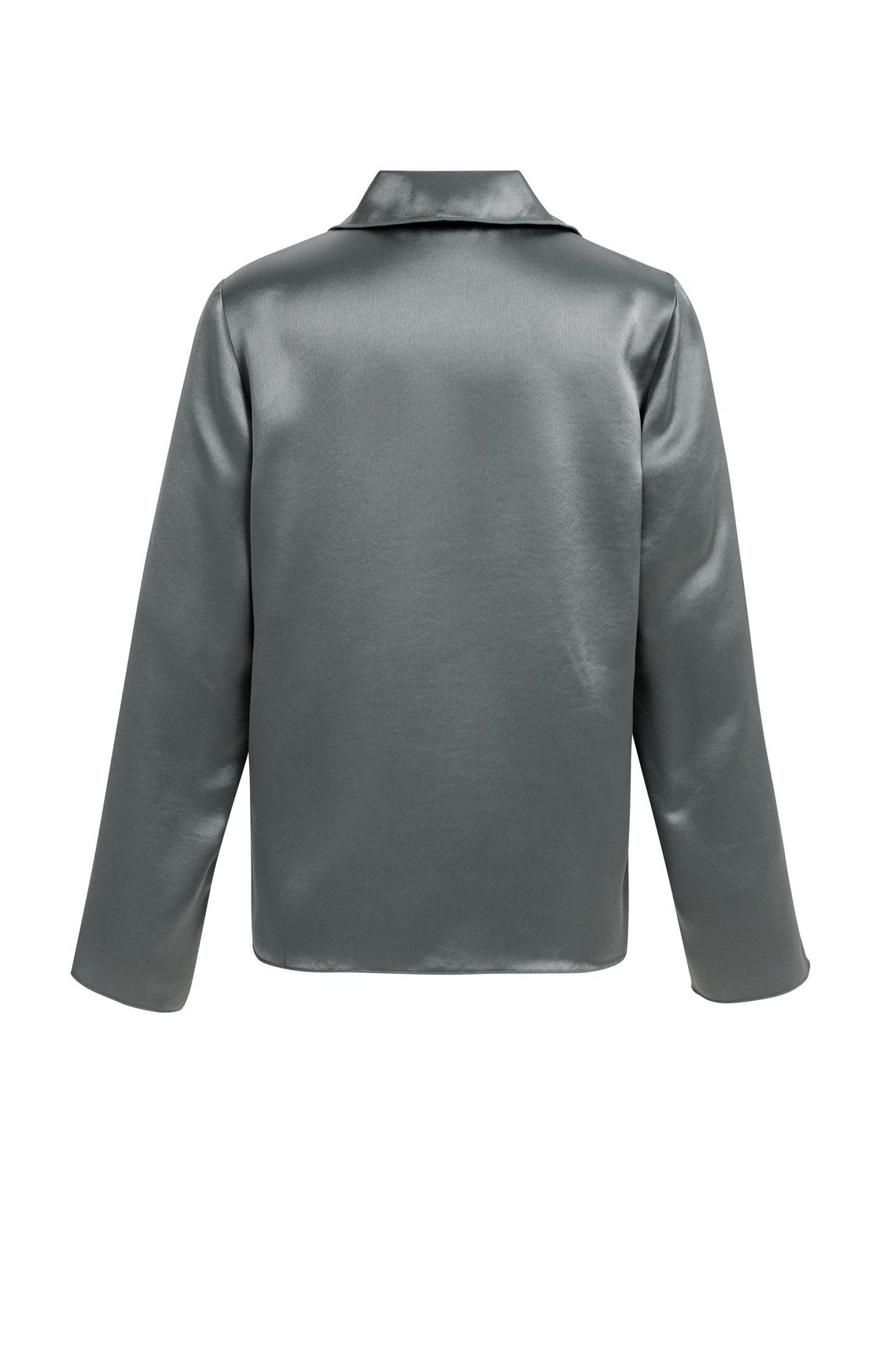 Satin blouse with collar - Soap Grey