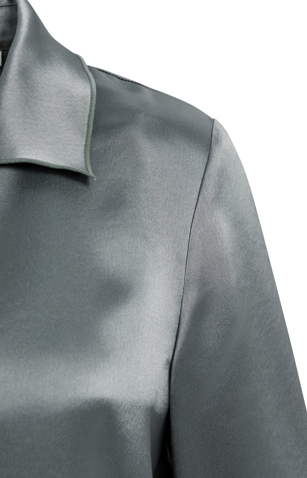 Satin blouse with collar - Grey