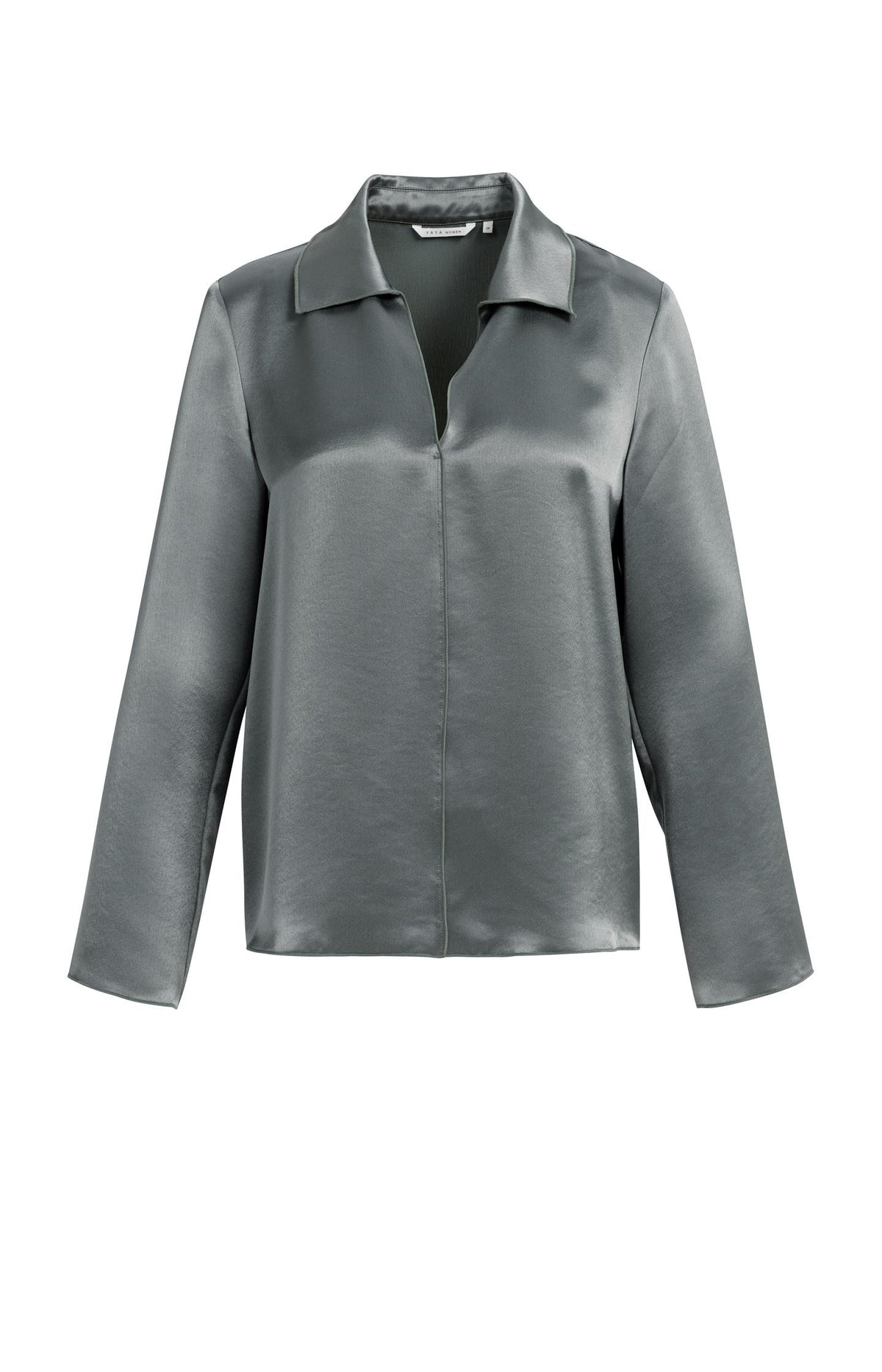 Satin blouse with collar - Cocoa Brown