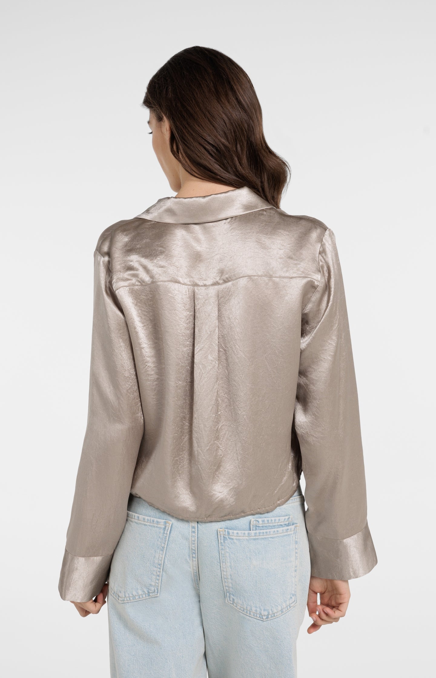 Satin blouse with drawstring hem - Type: lookbook