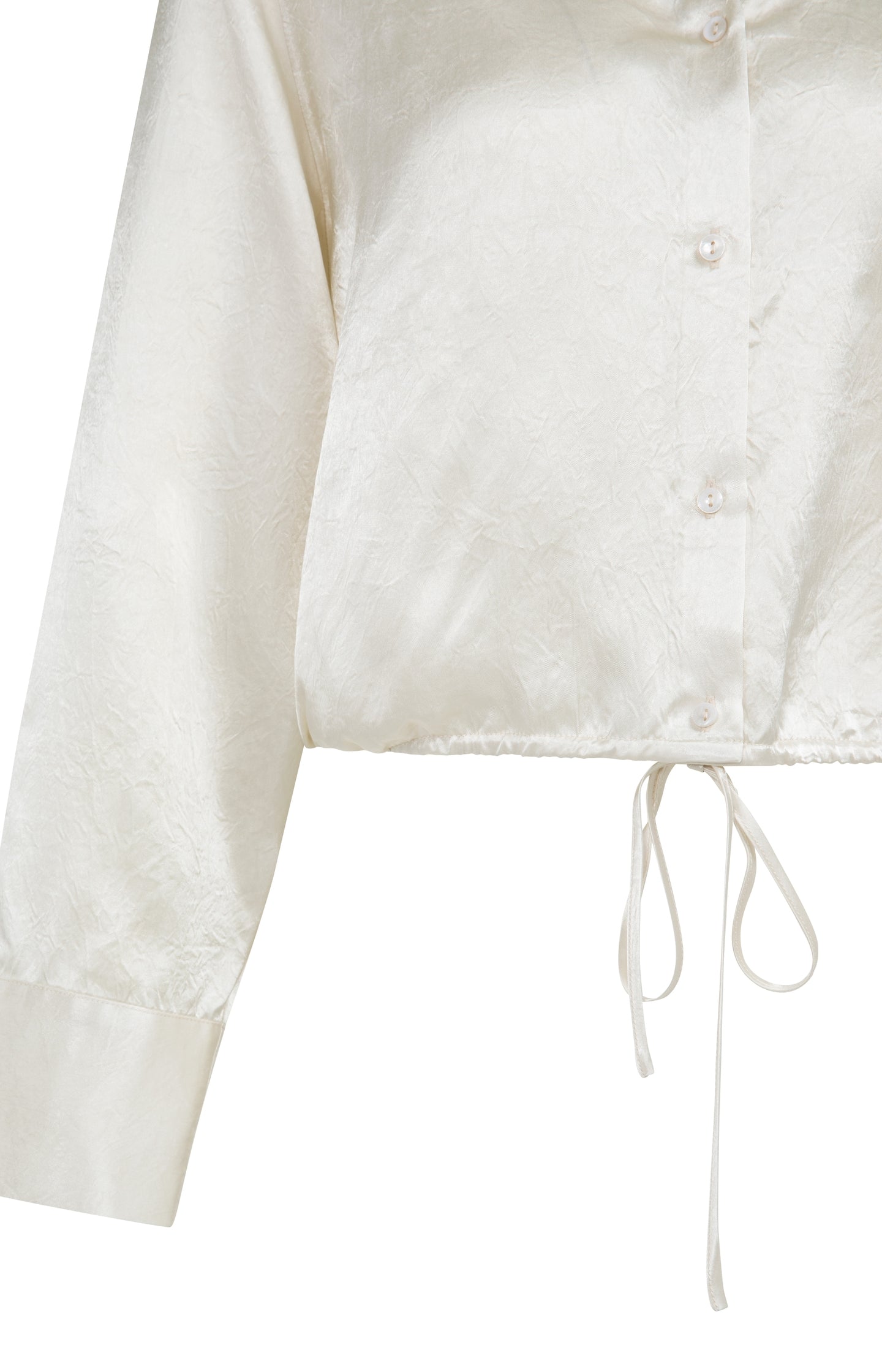 Satin blouse with drawstring hem