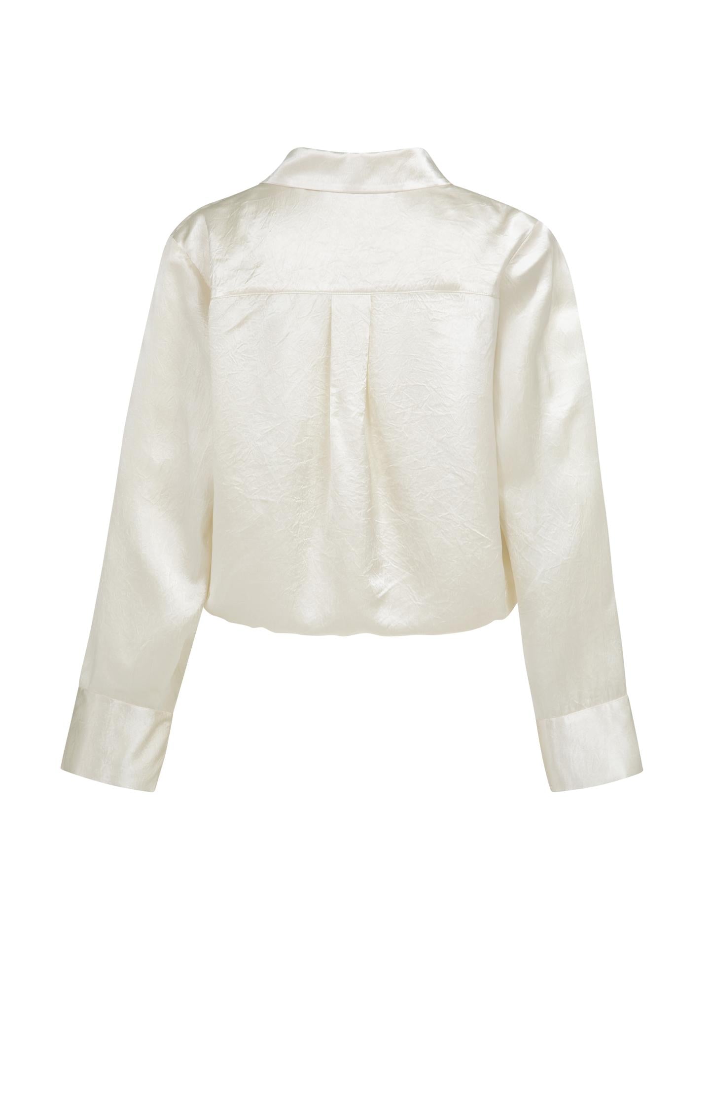 Satin blouse with drawstring hem