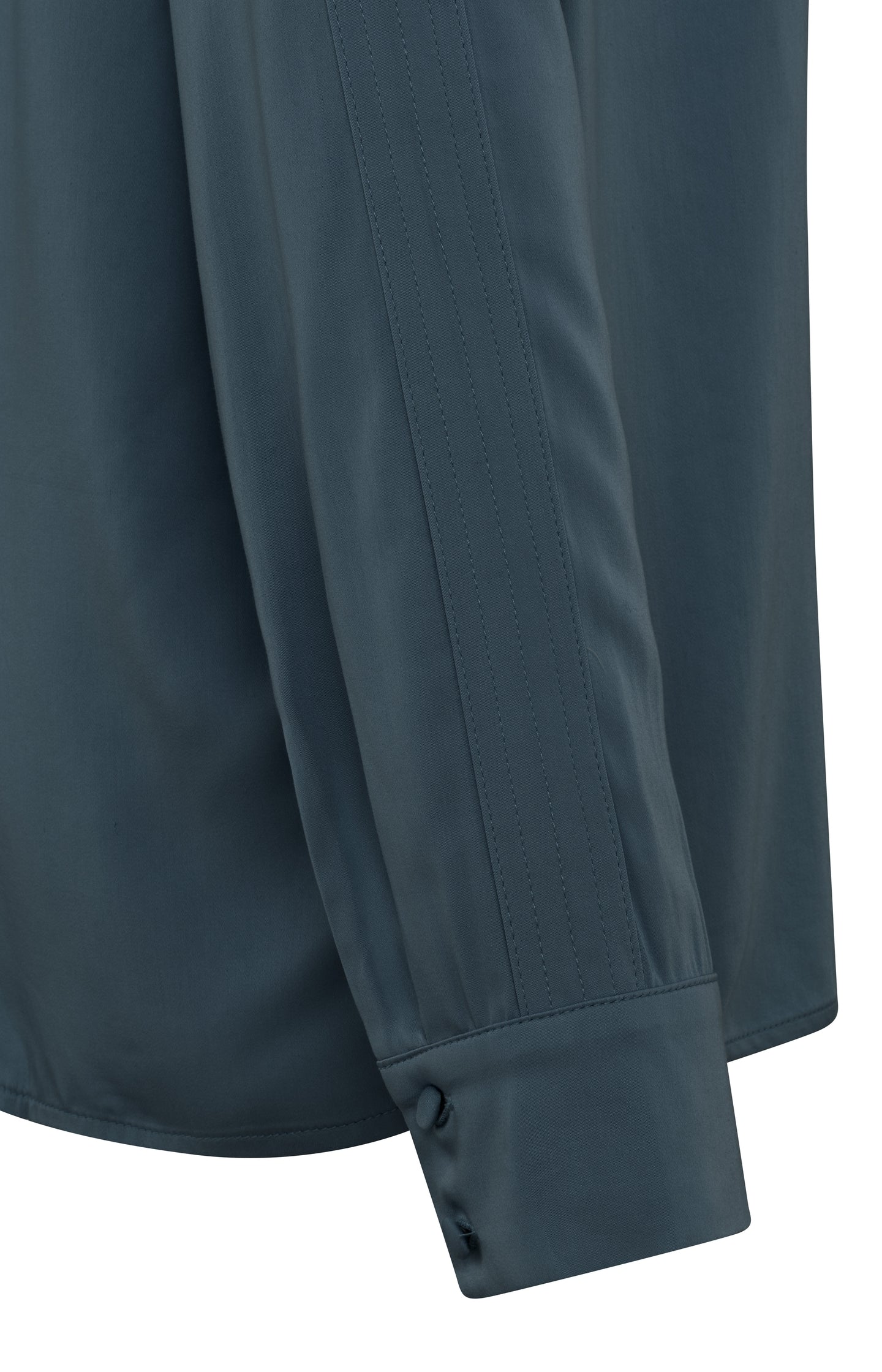 Satin blouse with long sleeves, pleat detail and high neck