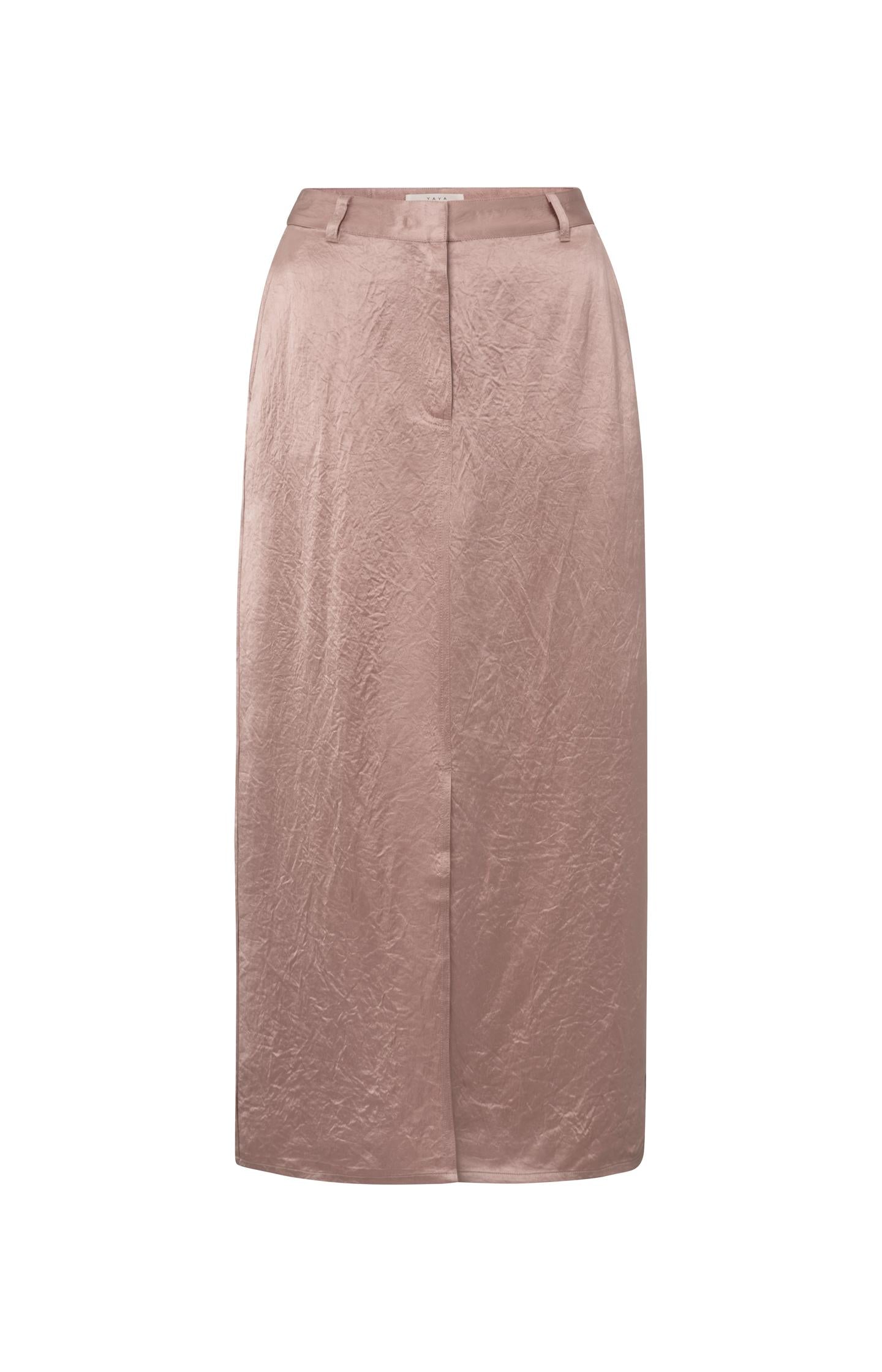 Satin midi skirt with slit and regular fit - Type: product