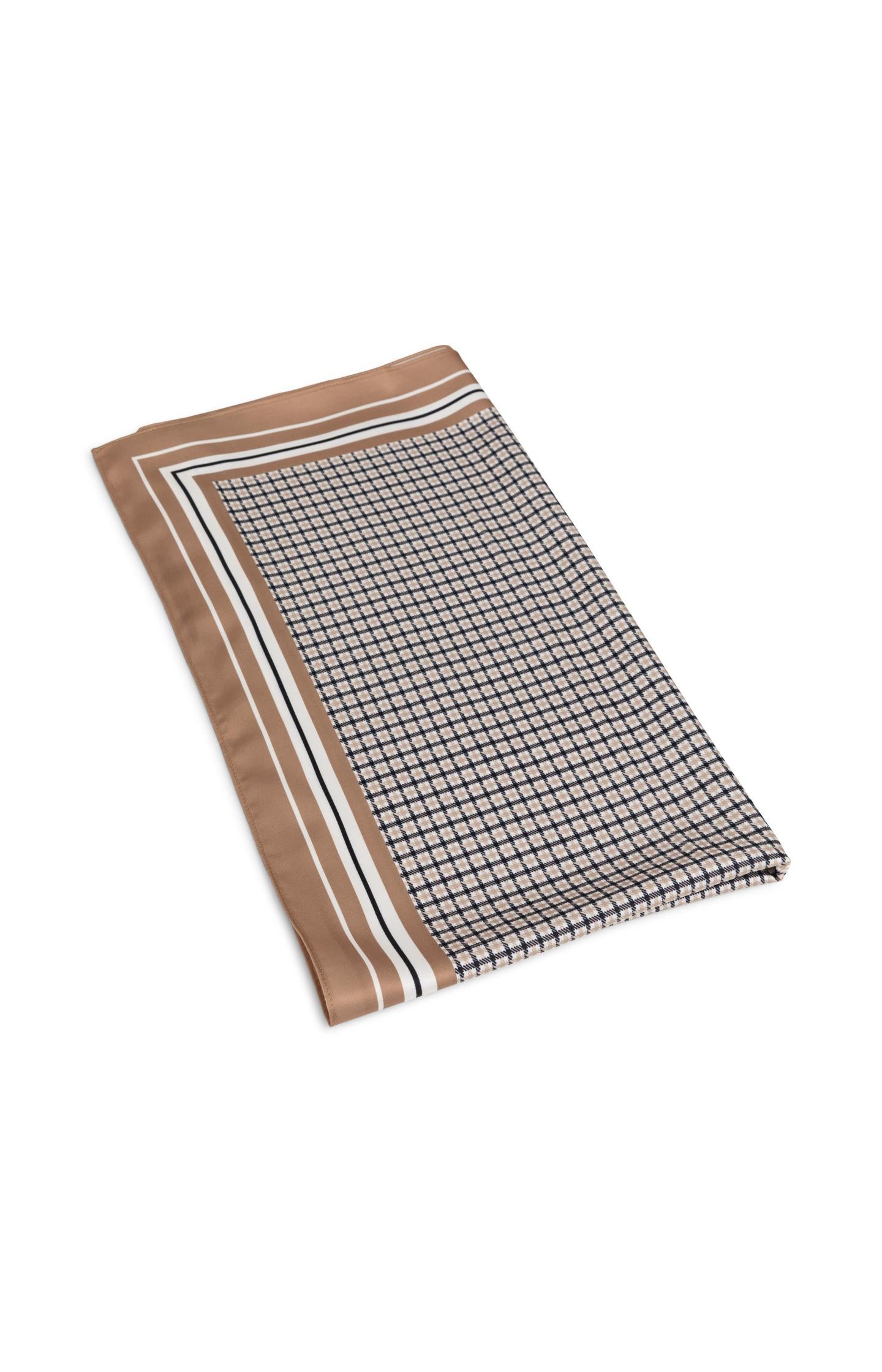 Satin scarf with check print and border detail - Type: product