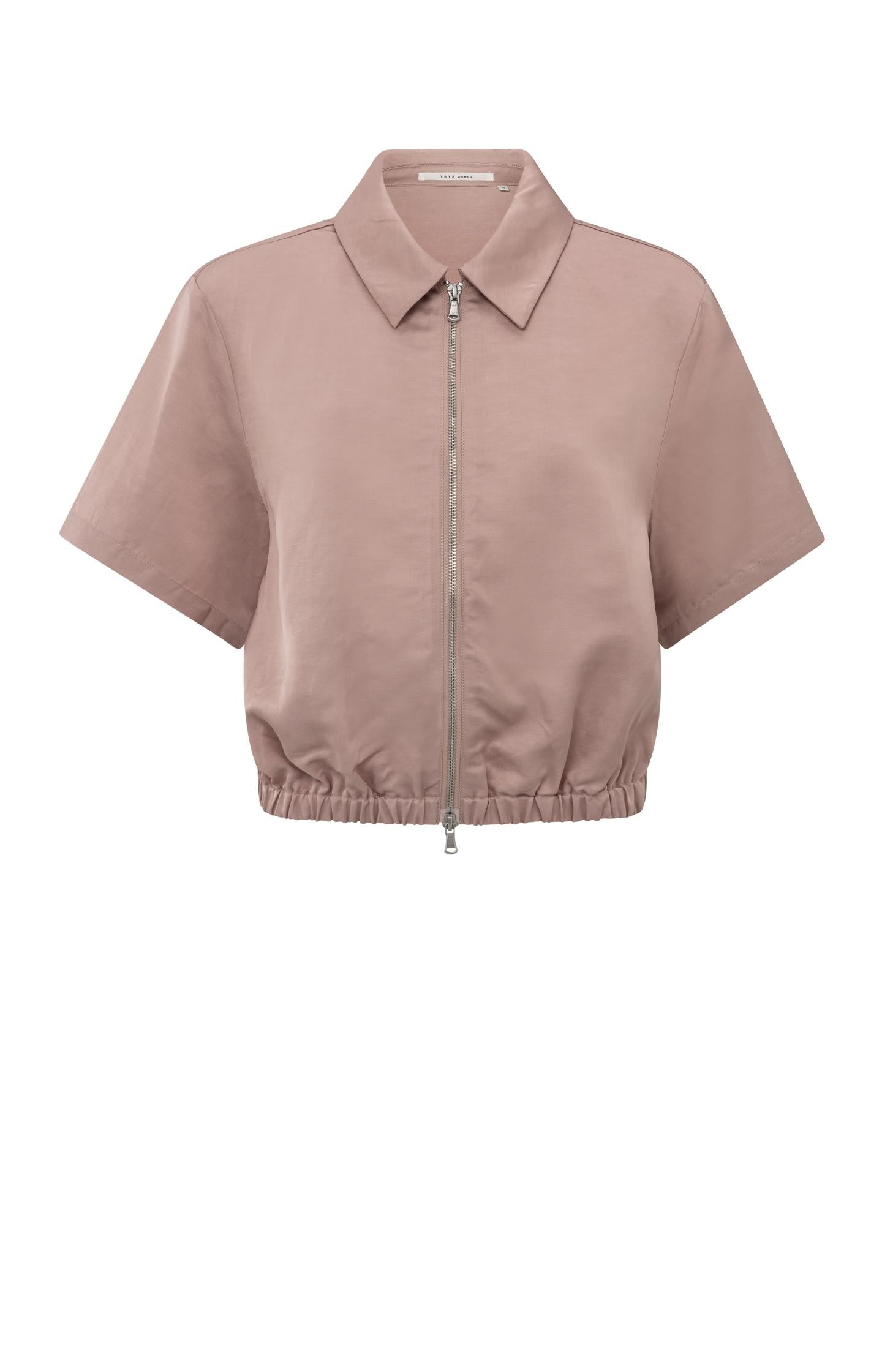 Satin short-sleeve jacket with zipper closure - Type: product