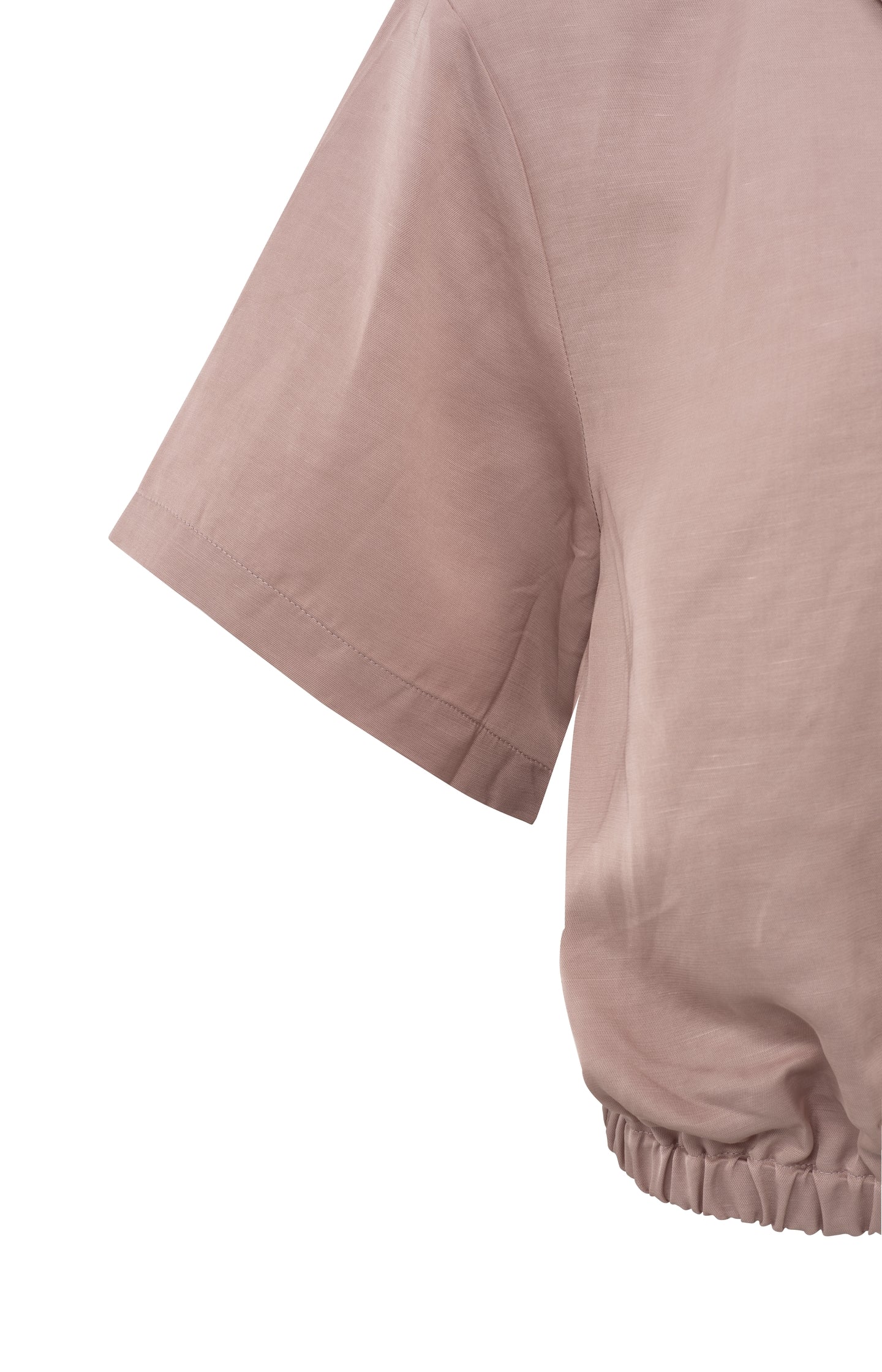 Satin short-sleeve jacket with zipper closure
