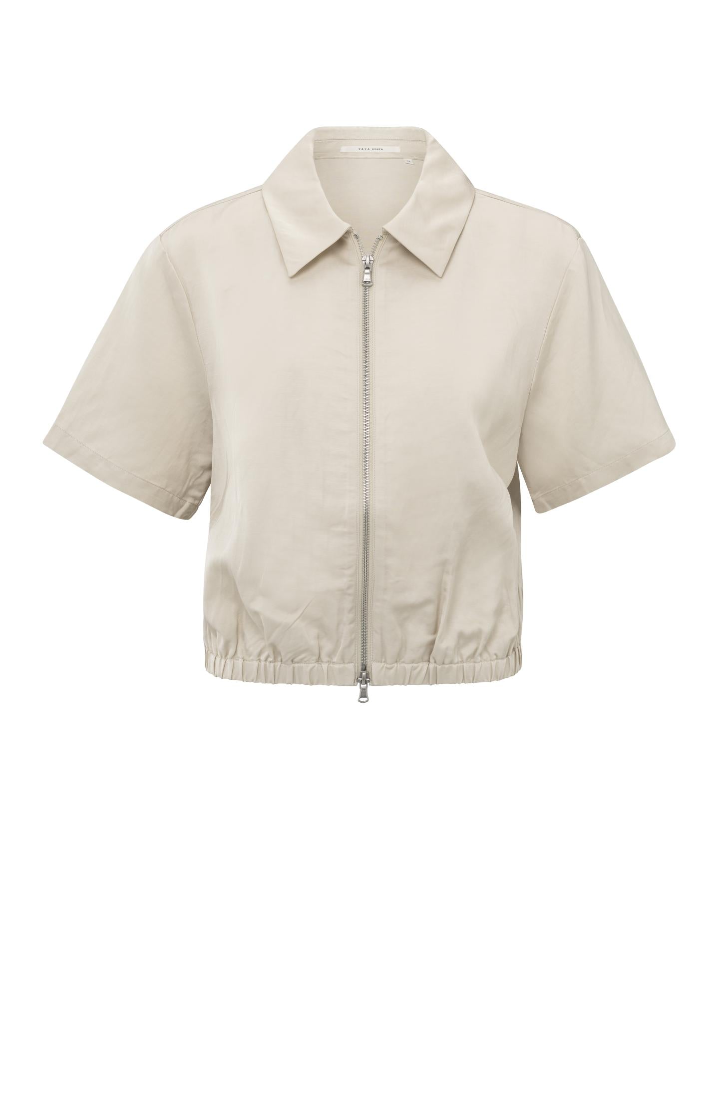 Satin short-sleeve jacket with zipper closure - Type: product