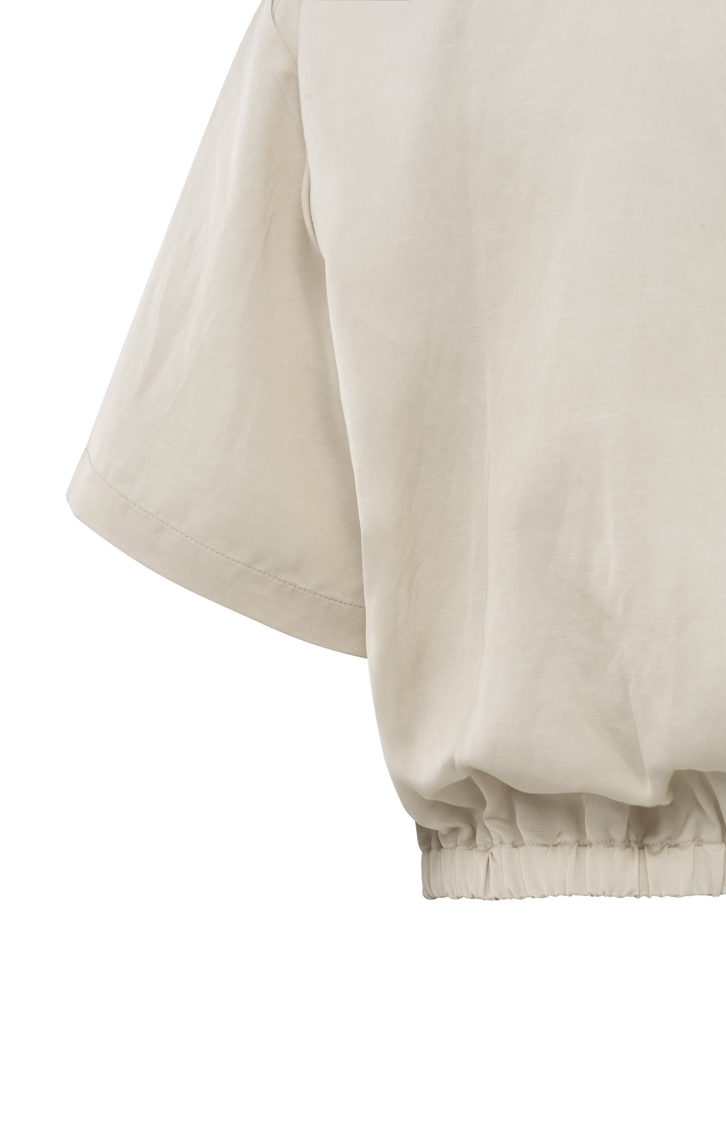 Satin short-sleeve jacket with zipper closure