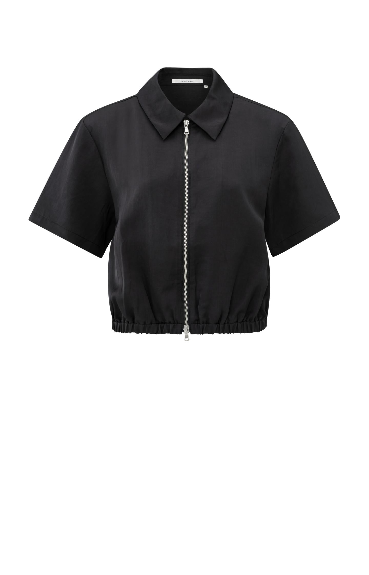 Satin short-sleeve jacket with zipper closure - Type: product
