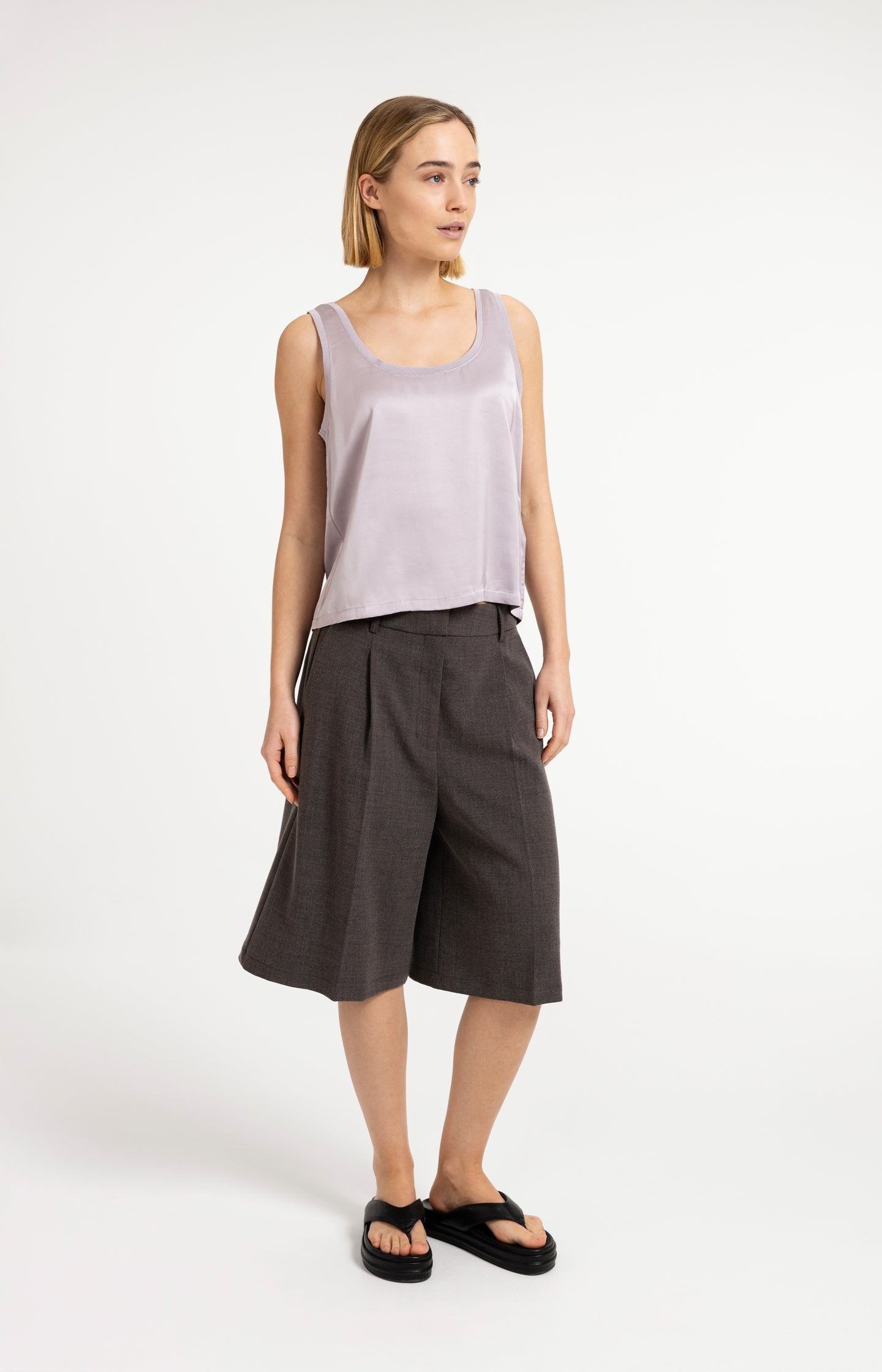 Satin top with ribbed neckline - Type: lookbook
