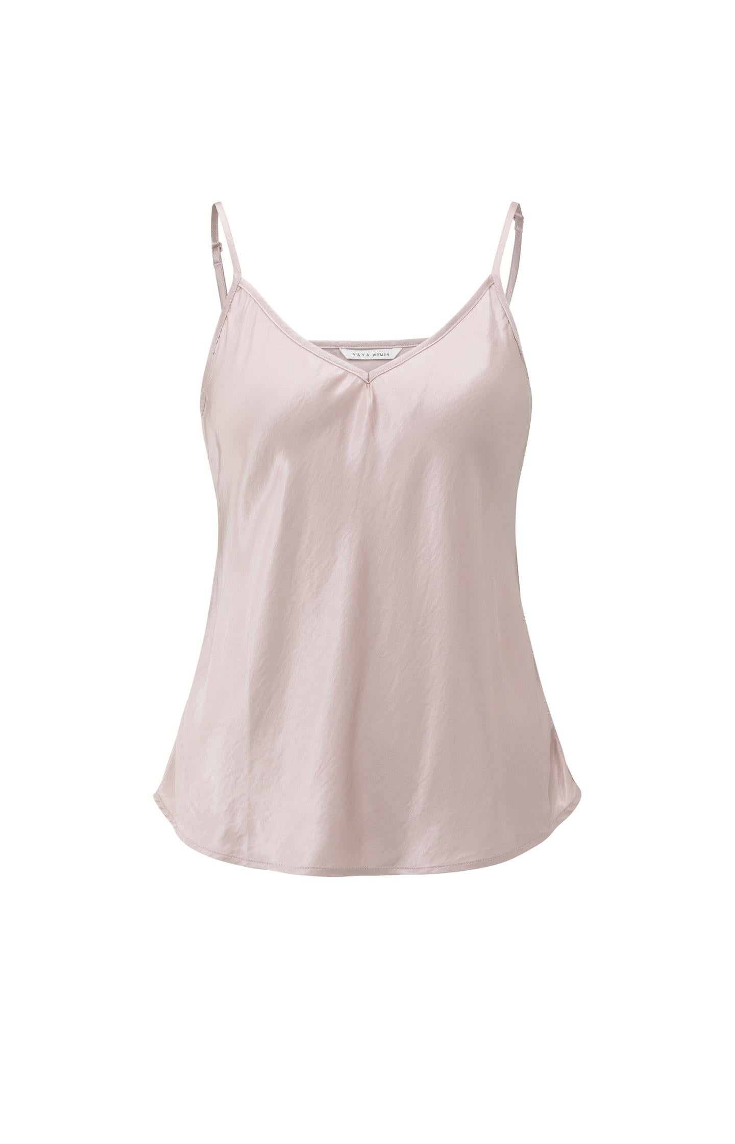Satin V-neck singlet with adjustable straps - Type: product