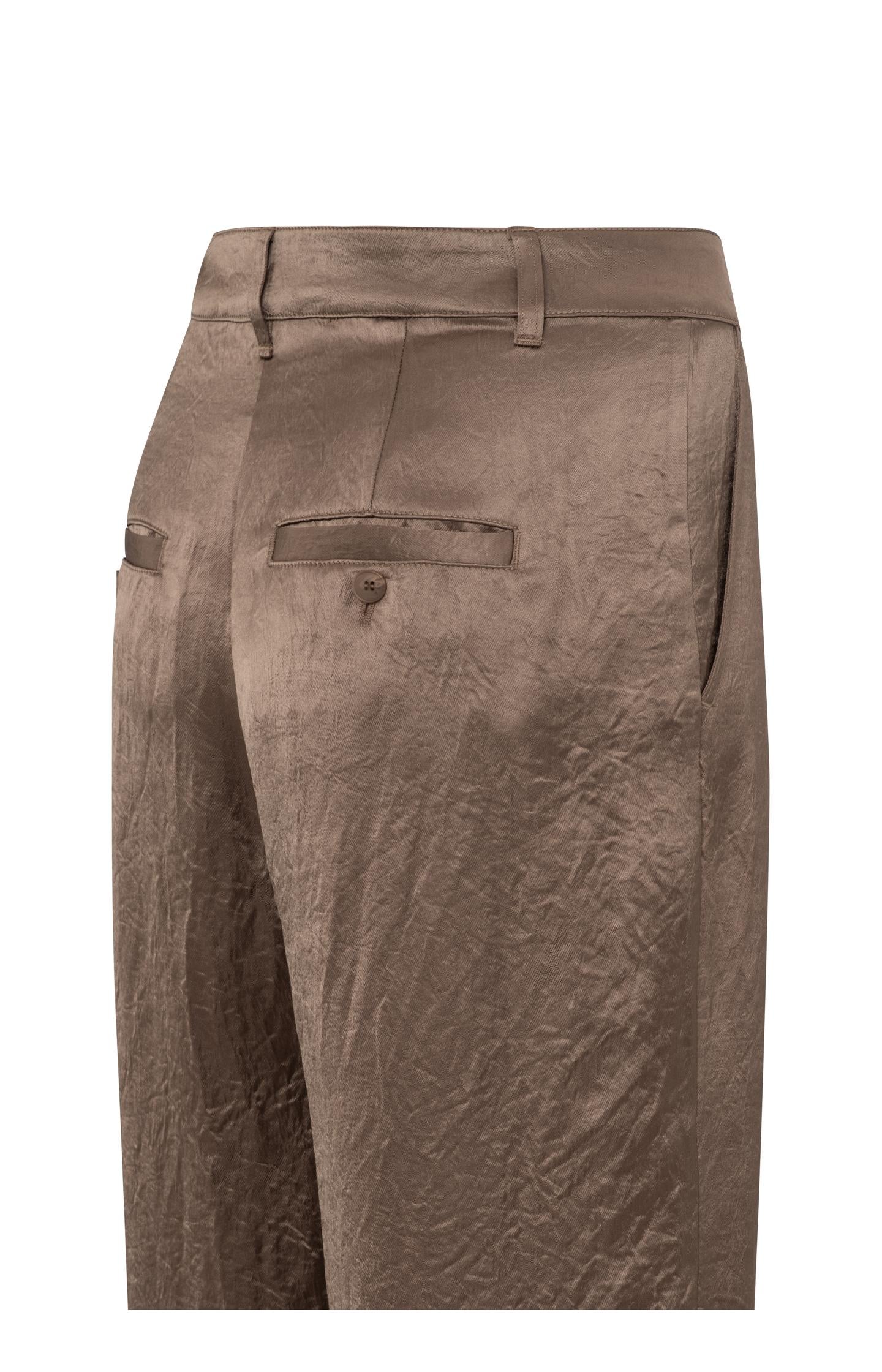 Satin wide-leg trousers with loose fit