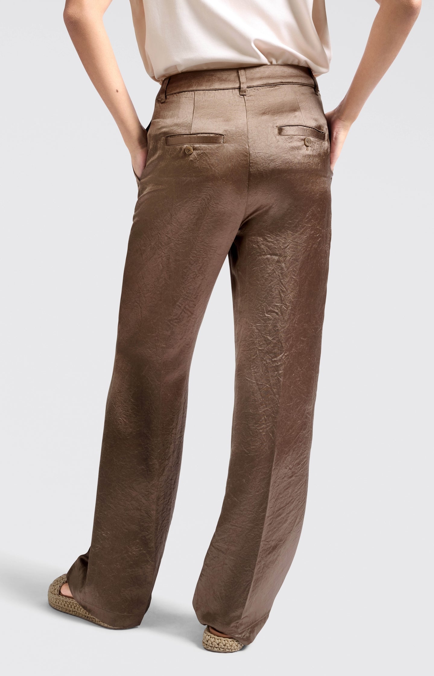 Satin wide-leg trousers with loose fit